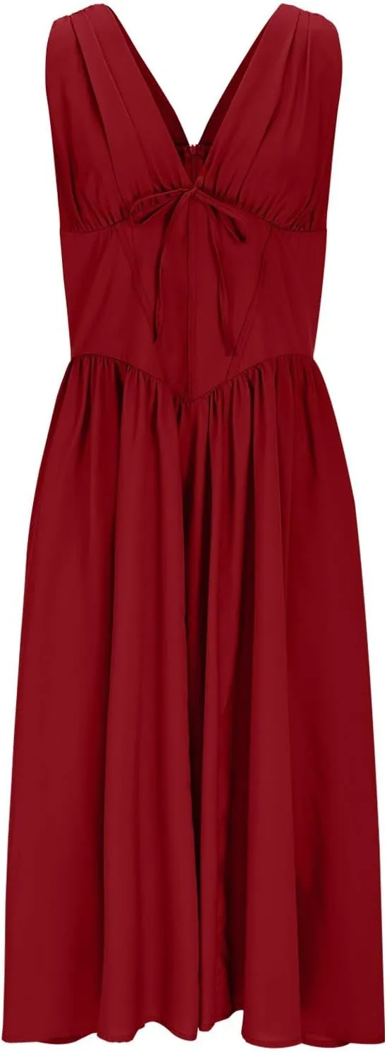 Beach Dresses for Women Deep V Neck Sleeveless Long Sundress Casual Tropical Resort Hawaiian Maxi Dress 2025 Clothes
