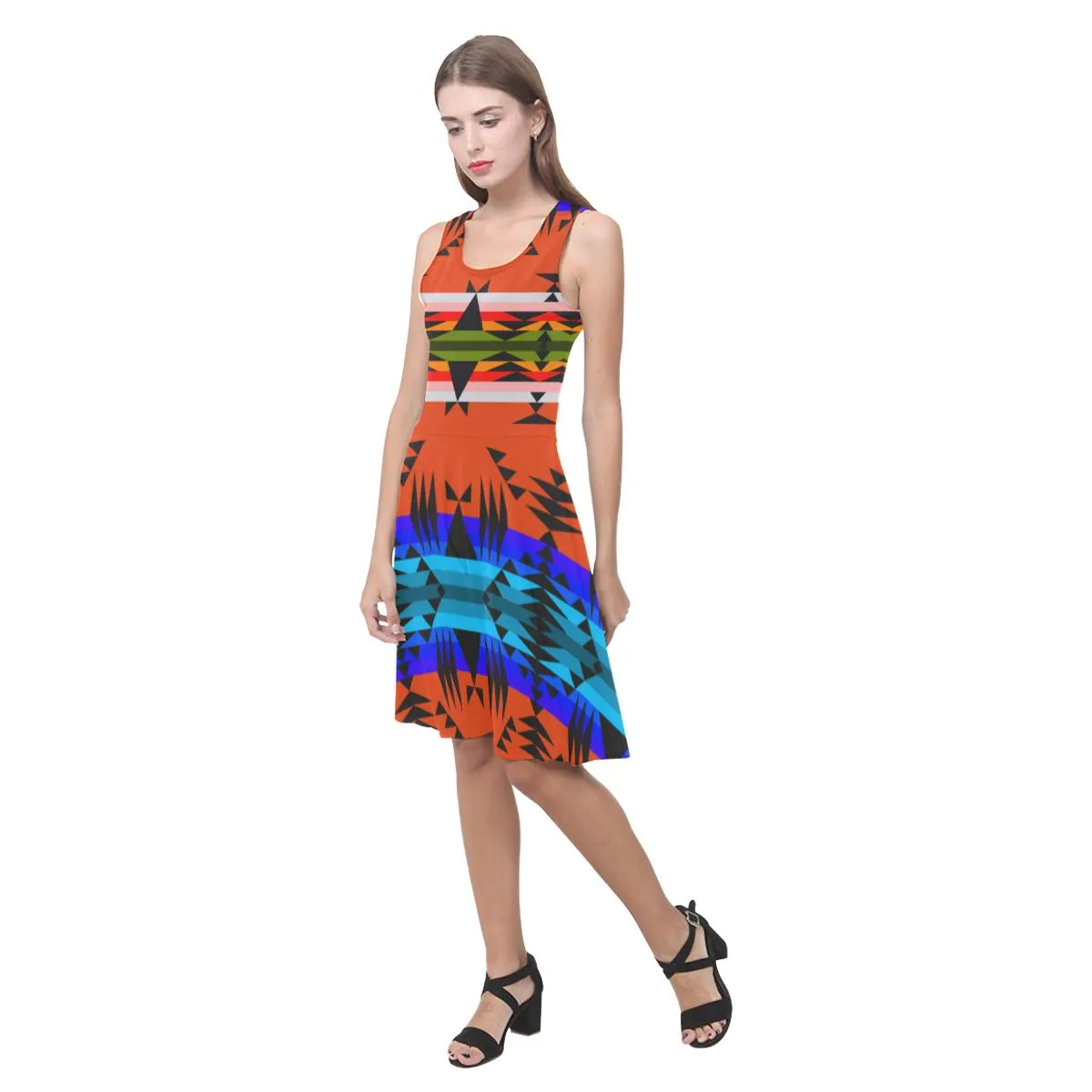 Between the Mountains Orange Atalanta Casual Sundress