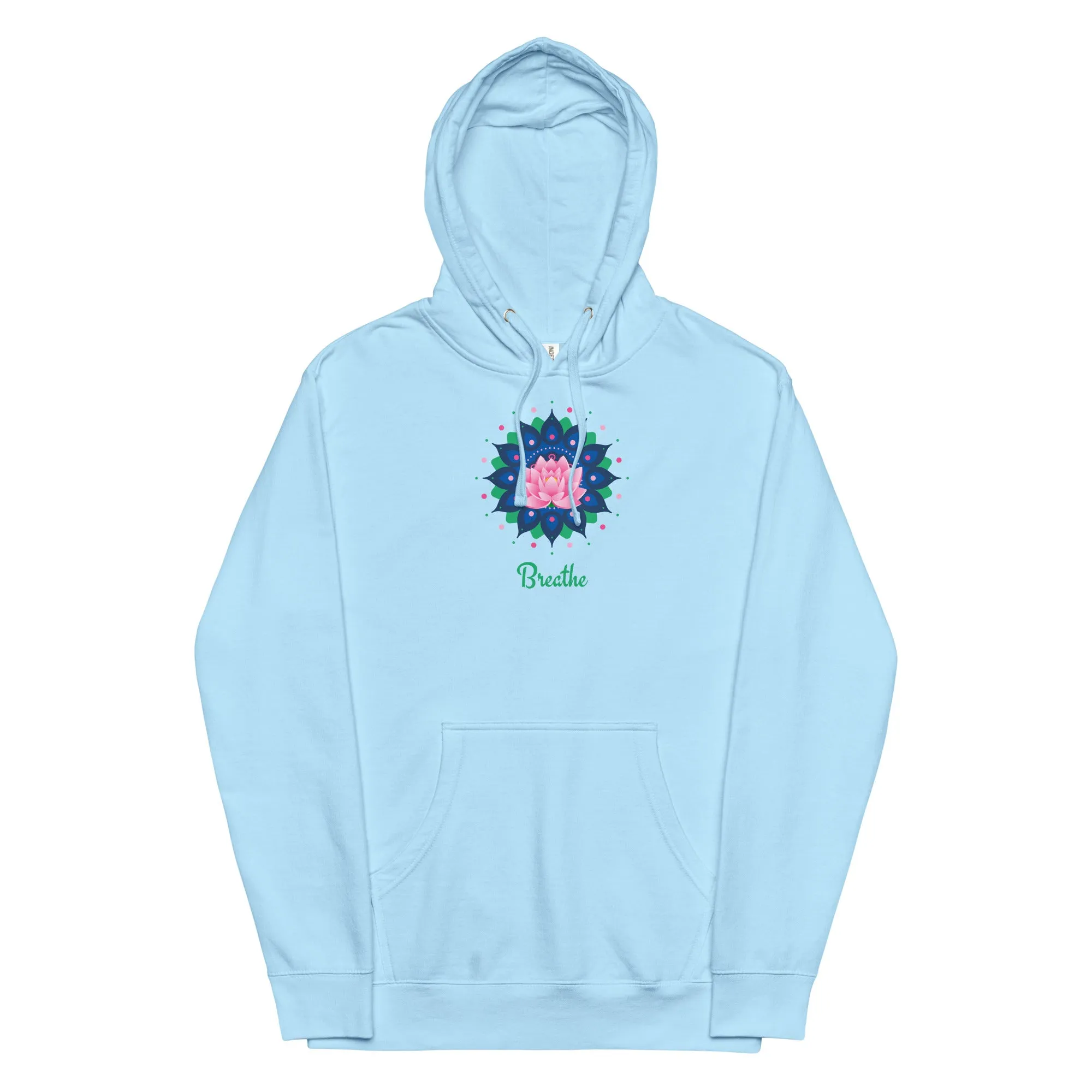 Breathe Lotus Mandala - Unisex midweight hoodie, comfy, soft