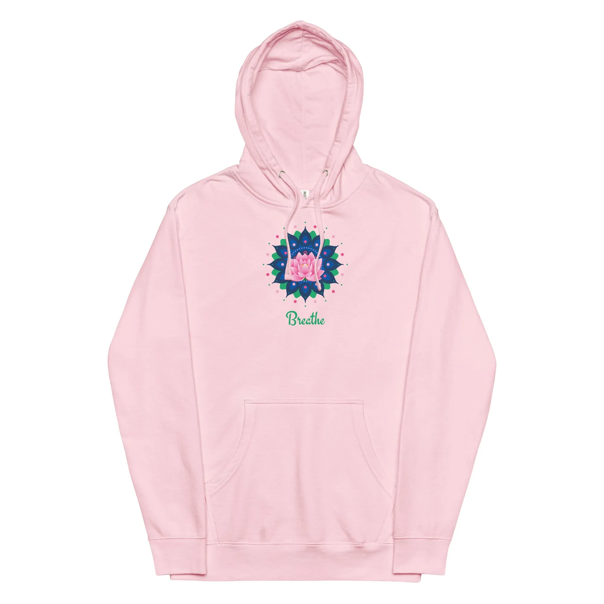 Breathe Lotus Mandala - Unisex midweight hoodie, comfy, soft