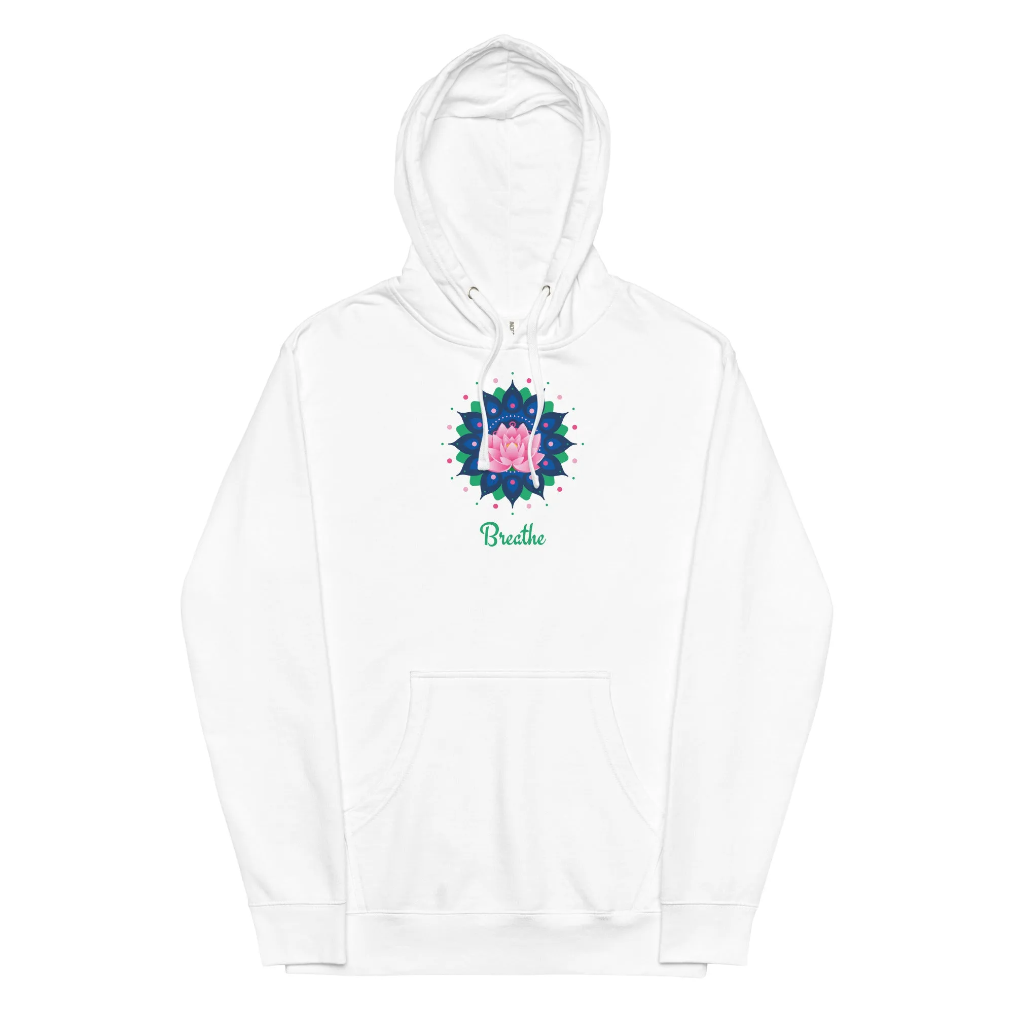 Breathe Lotus Mandala - Unisex midweight hoodie, comfy, soft