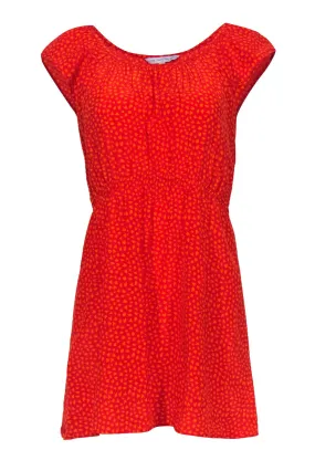 Built by Wendy - Red & Orange Printed Silk Mini Dress Sz M