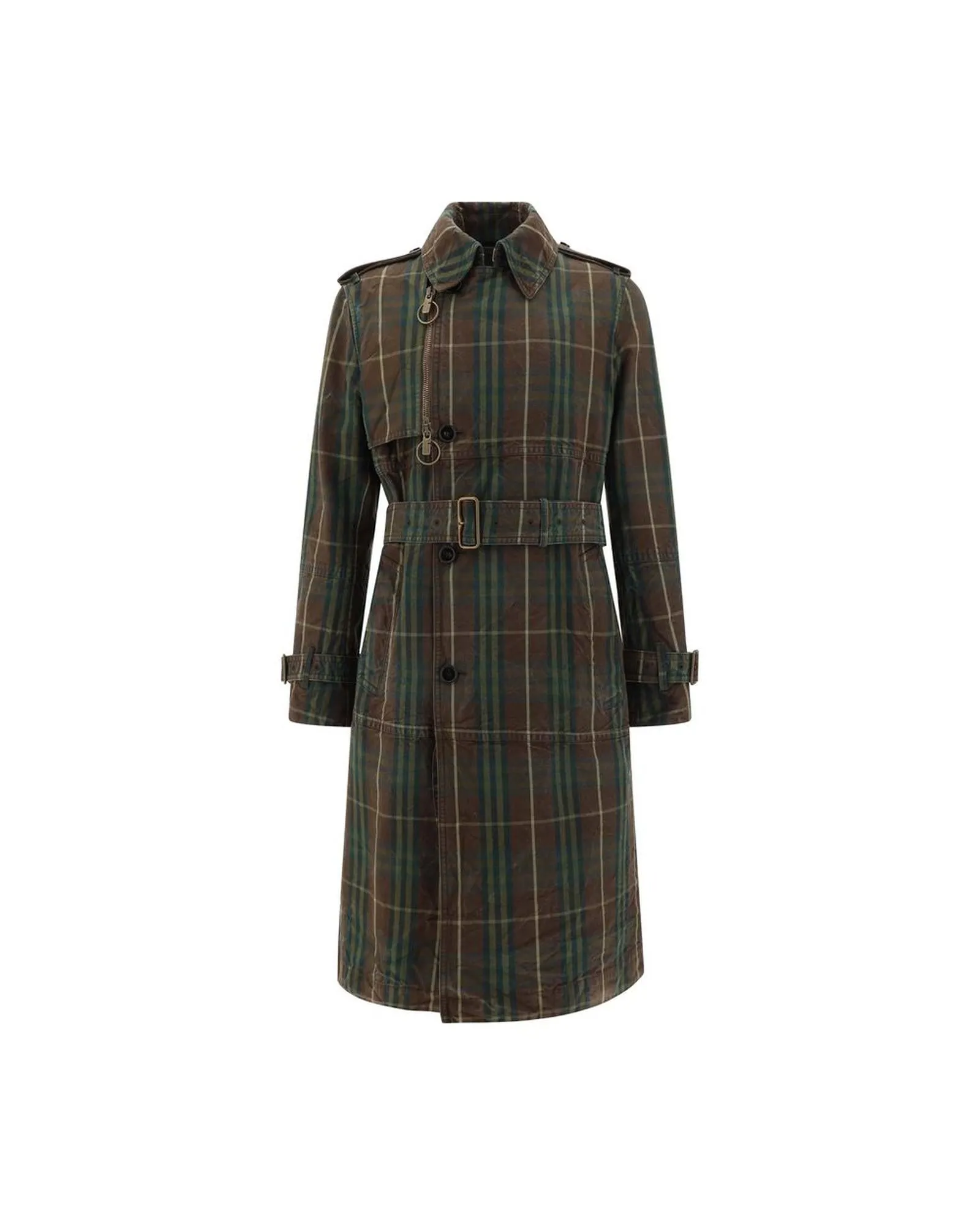 Burberry Breasted Trench Jacket with Classic Collar and Archivio Check Pattern