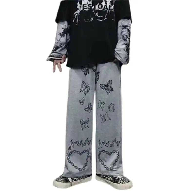 Butterfly Print Harajuku Streetwear Y2k Pants