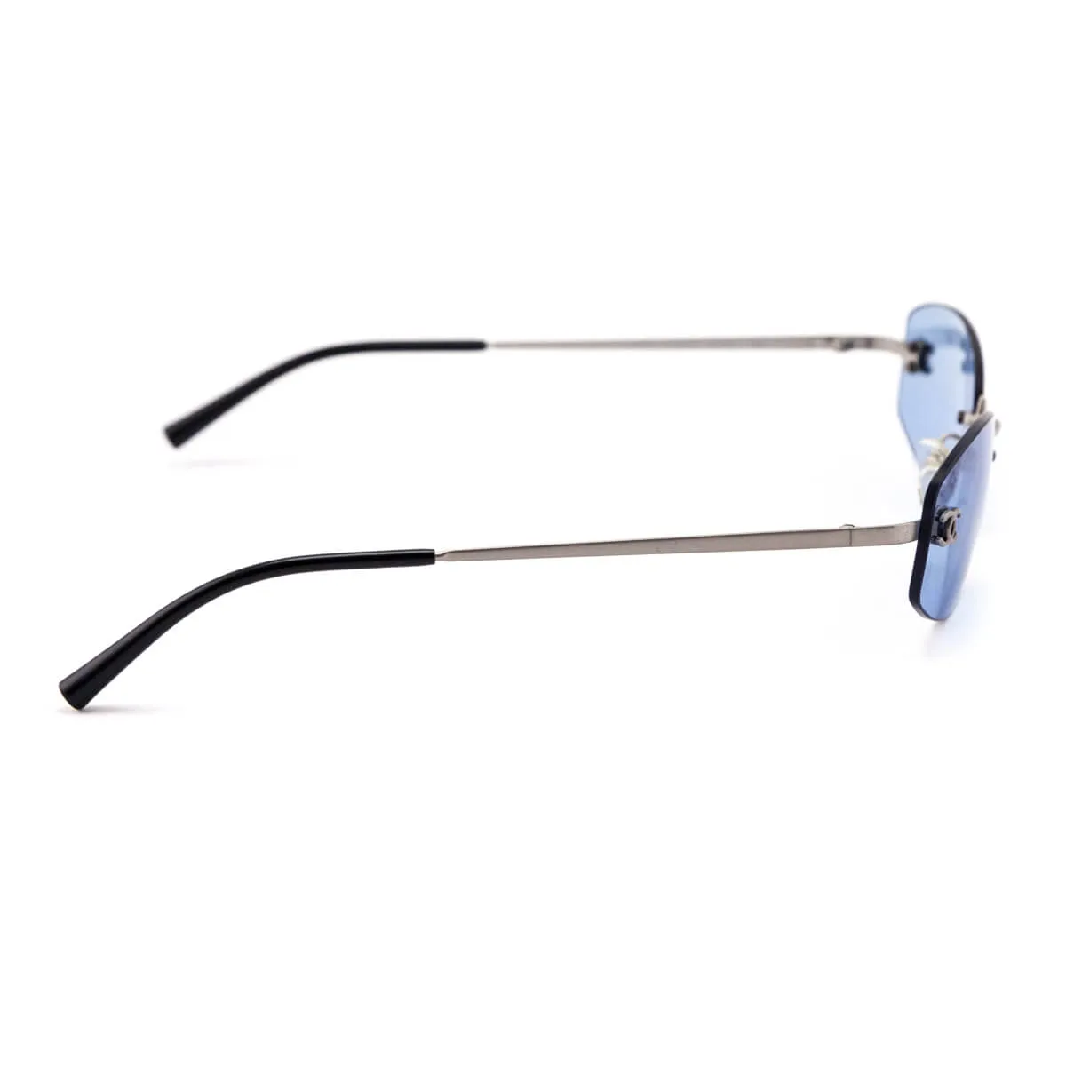 Chanel Blue Tinted Narrow Frameless Vintage CC Sunglasses