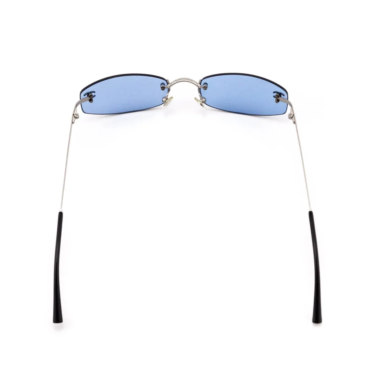 Chanel Blue Tinted Narrow Frameless Vintage CC Sunglasses