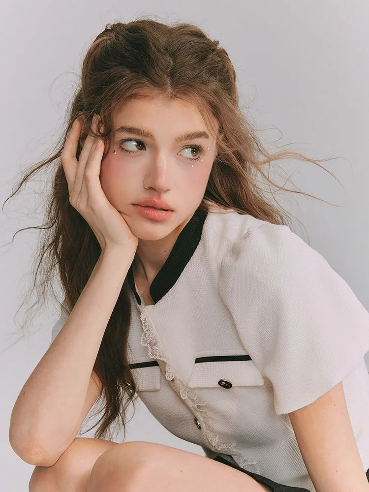Chic Puff-sleeve Monotone Sweet Blouse＆Culotte
