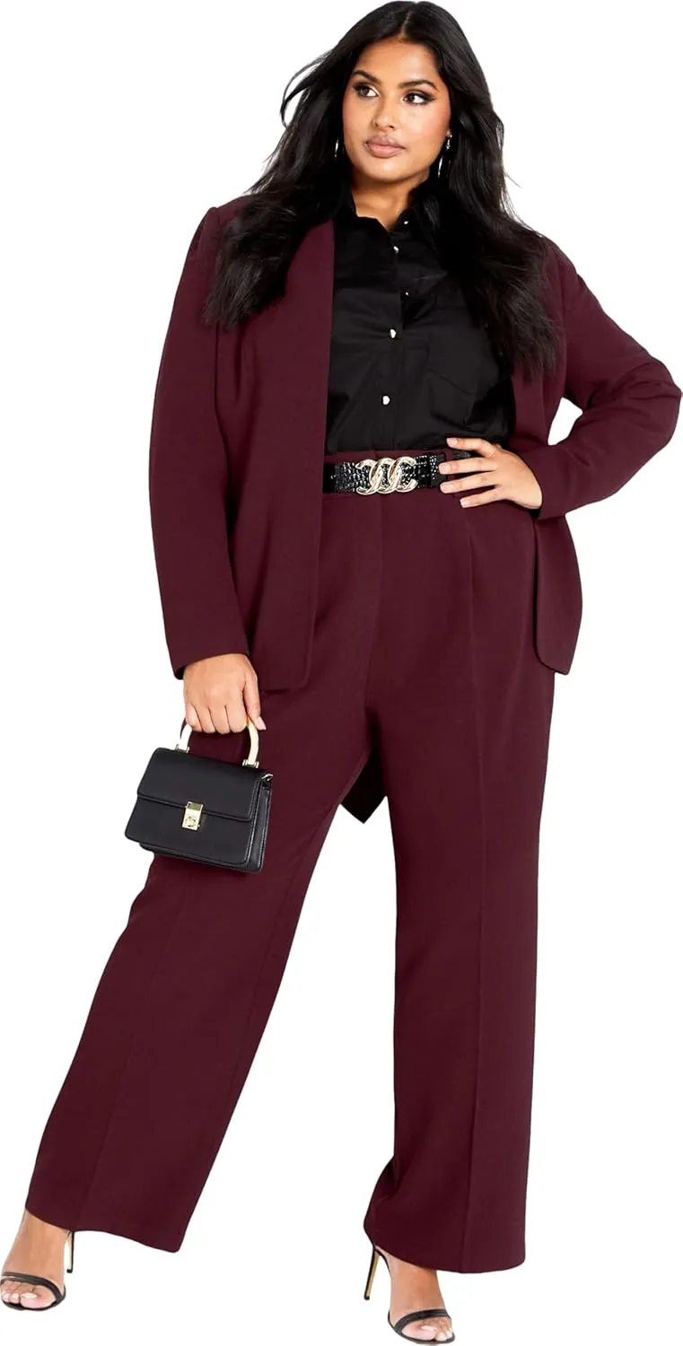 City Chic Women's Plus Size Audrie Straight Leg Textured Pant