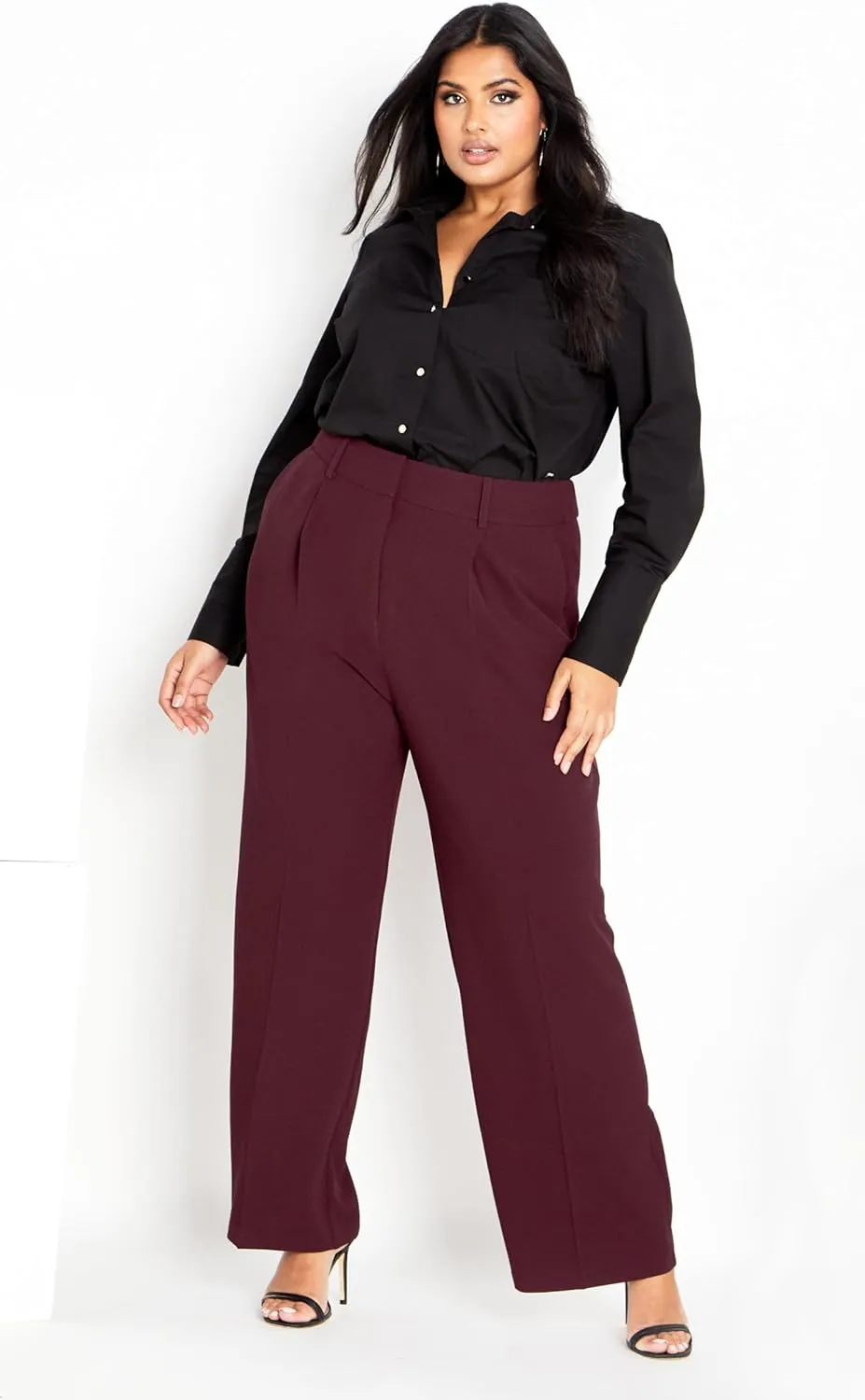 City Chic Women's Plus Size Audrie Straight Leg Textured Pant
