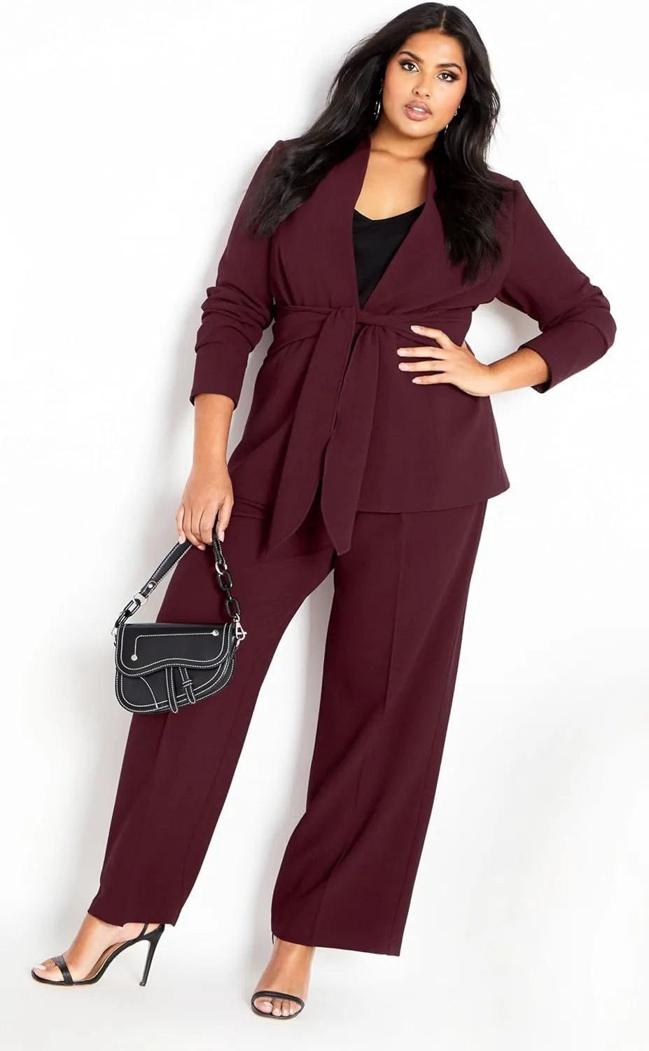 City Chic Women's Plus Size Audrie Straight Leg Textured Pant