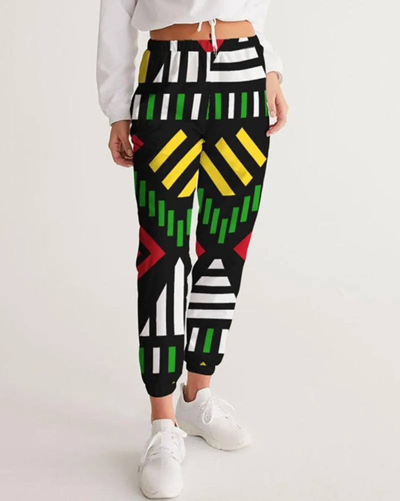 Contrasting color ethnic style casual printing ladies trousers