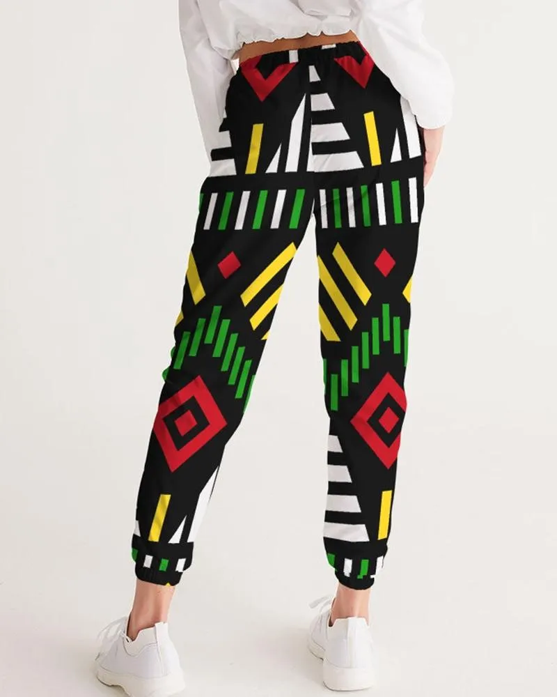 Contrasting color ethnic style casual printing ladies trousers