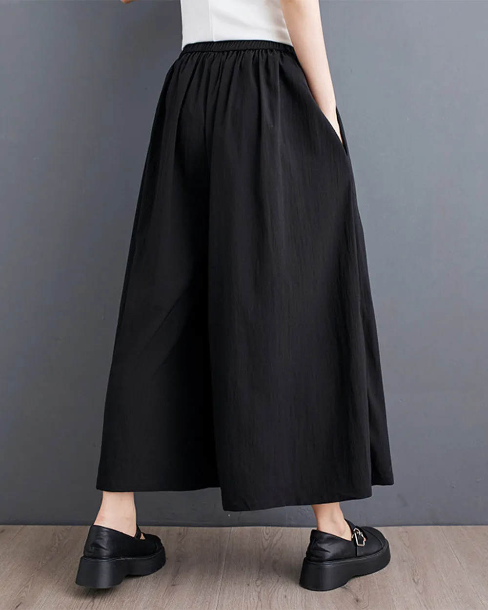ellazhu Women's Puffy Drawstring Elastic Waist Wide Leg Rose Harem Pants GZ176