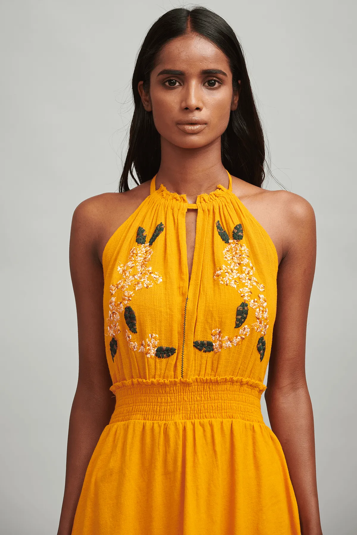 Embroidered Halter Sundress