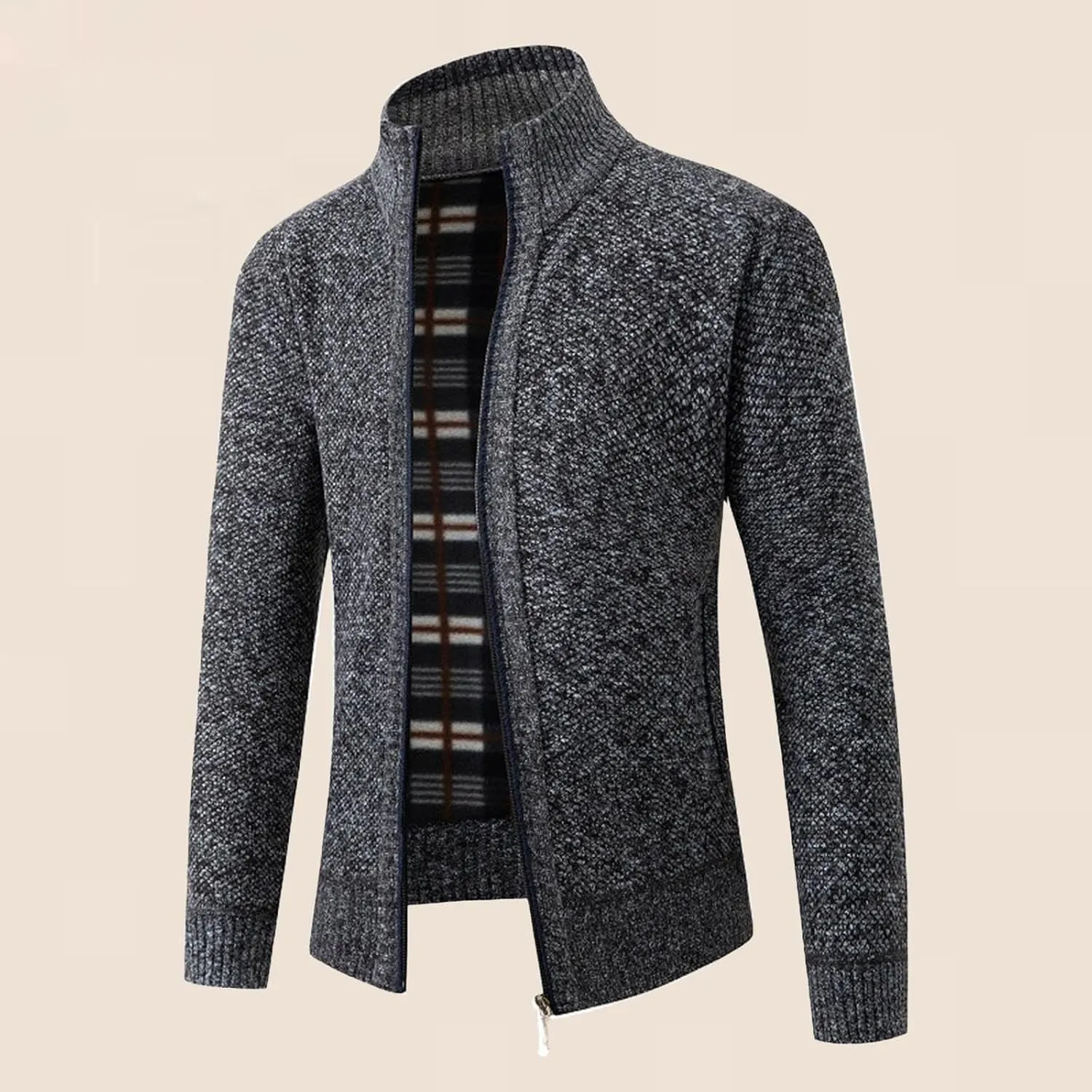 Fall Winter Sweater Cardigan for Men Full Zip Soft Knitted Long Sleeve Warm Sweater Fleece Lined Workout Dress Jacket