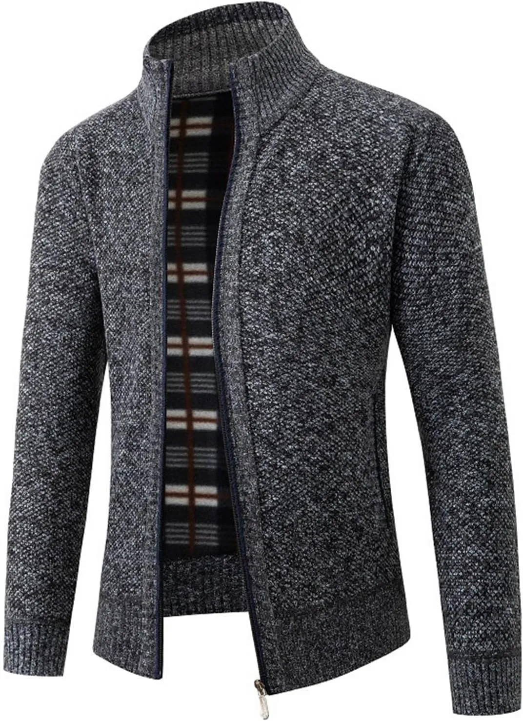 Fall Winter Sweater Cardigan for Men Full Zip Soft Knitted Long Sleeve Warm Sweater Fleece Lined Workout Dress Jacket