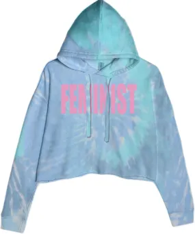 Feminist (Pink Print) Cropped Fleece Hoodie, Soft & Cozy, Trendy Fit