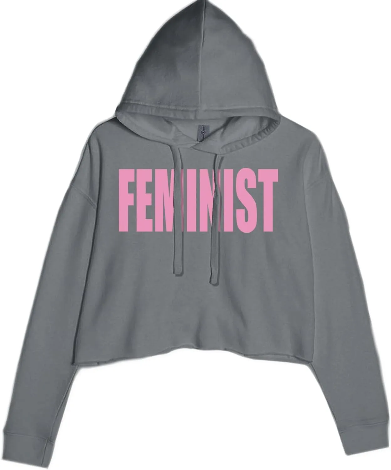 Feminist (Pink Print) Cropped Fleece Hoodie, Soft & Cozy, Trendy Fit