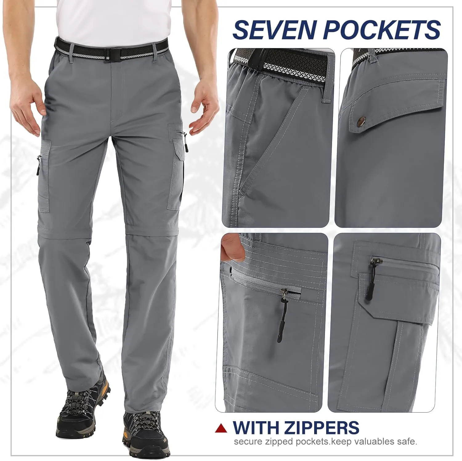 Fishing Pants for Men, Waterproof Convertible Quick Dry Pants for Wading, Lightweight Breathable Hiking Pants Mens