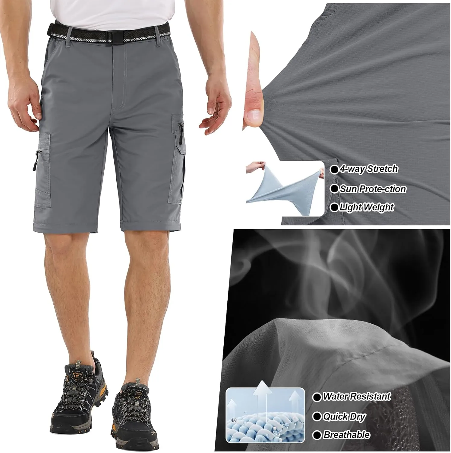 Fishing Pants for Men, Waterproof Convertible Quick Dry Pants for Wading, Lightweight Breathable Hiking Pants Mens