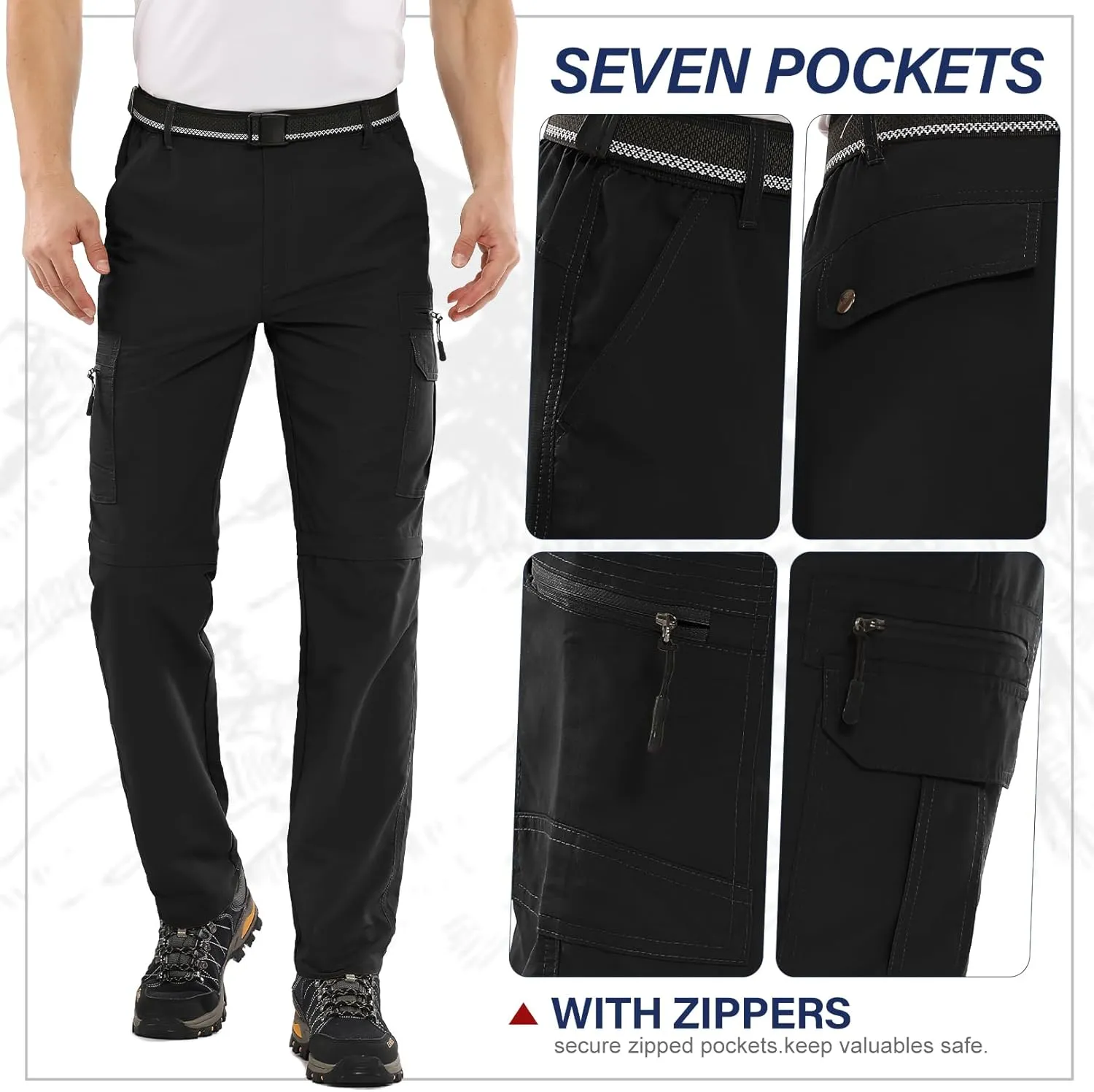 Fishing Pants for Men, Waterproof Convertible Quick Dry Pants for Wading, Lightweight Breathable Hiking Pants Mens