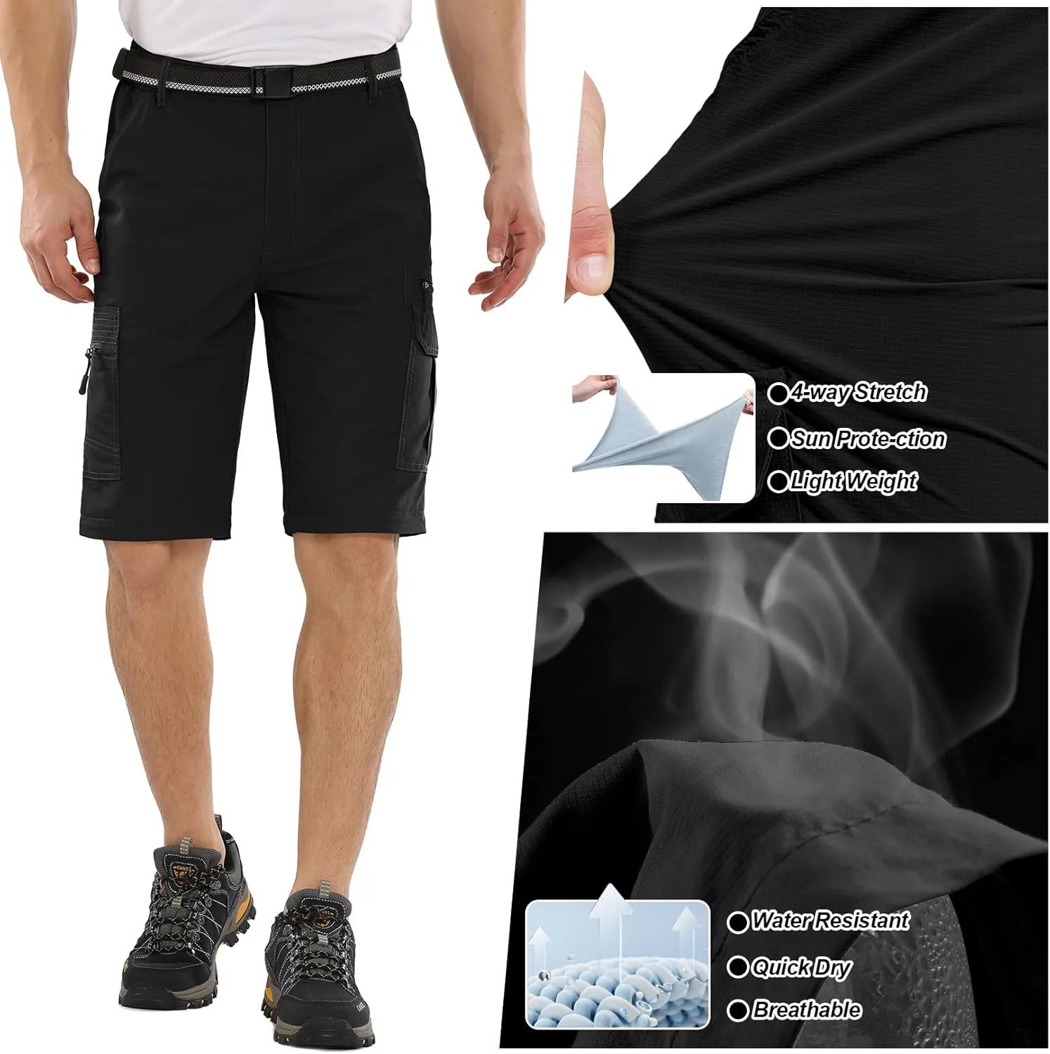 Fishing Pants for Men, Waterproof Convertible Quick Dry Pants for Wading, Lightweight Breathable Hiking Pants Mens