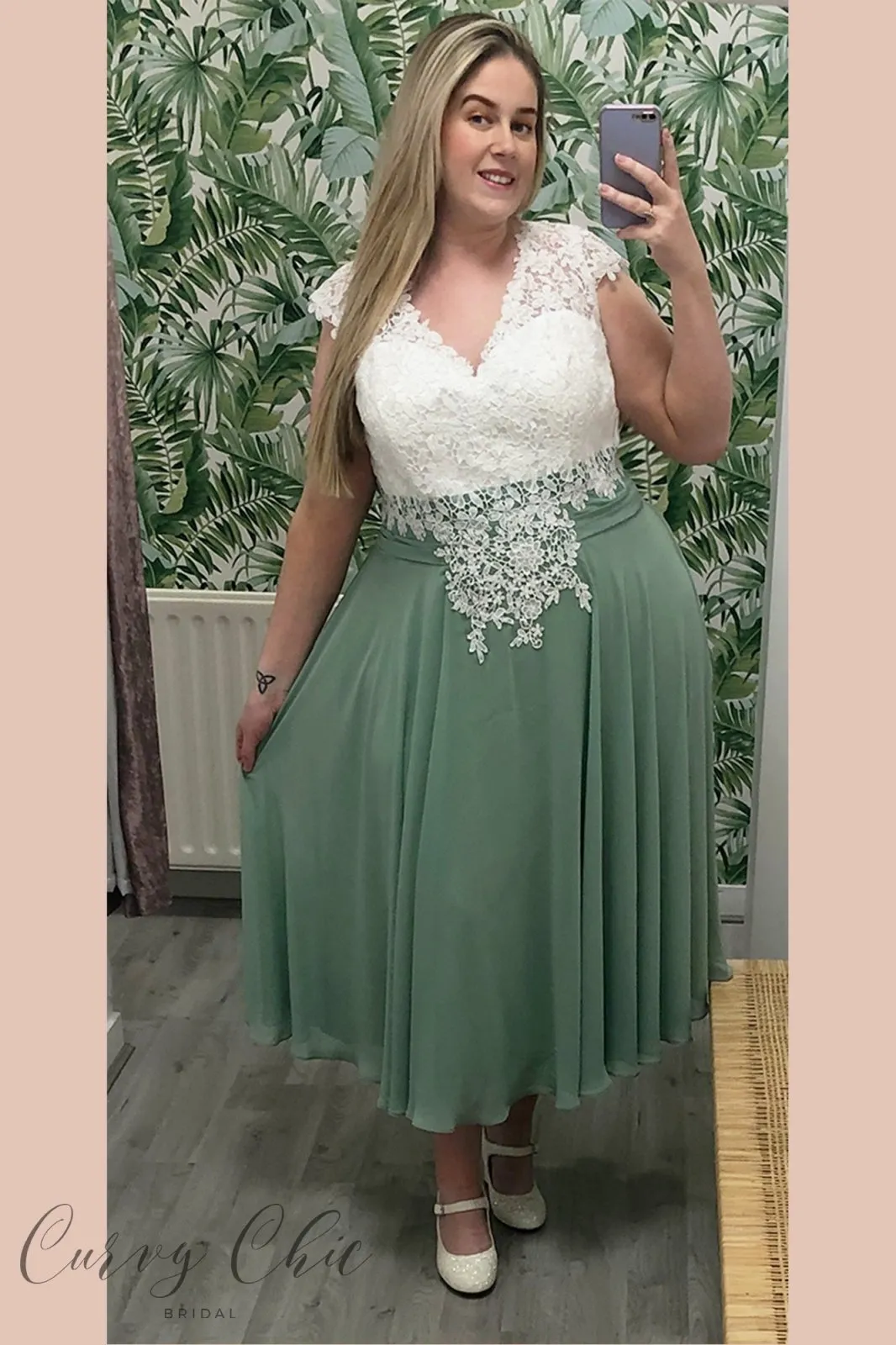 Fleur Dress in Ivory and Sage or Ivory and Blush