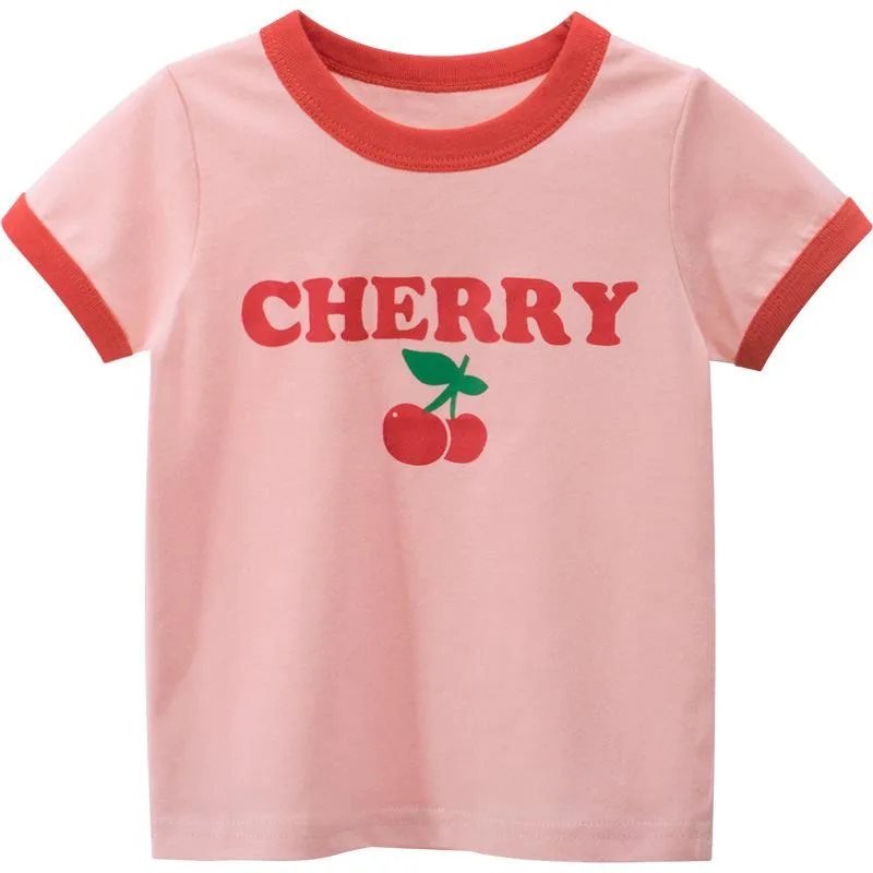 Fruit Cherry Pattern Short Sleeve T-shirt for Girls