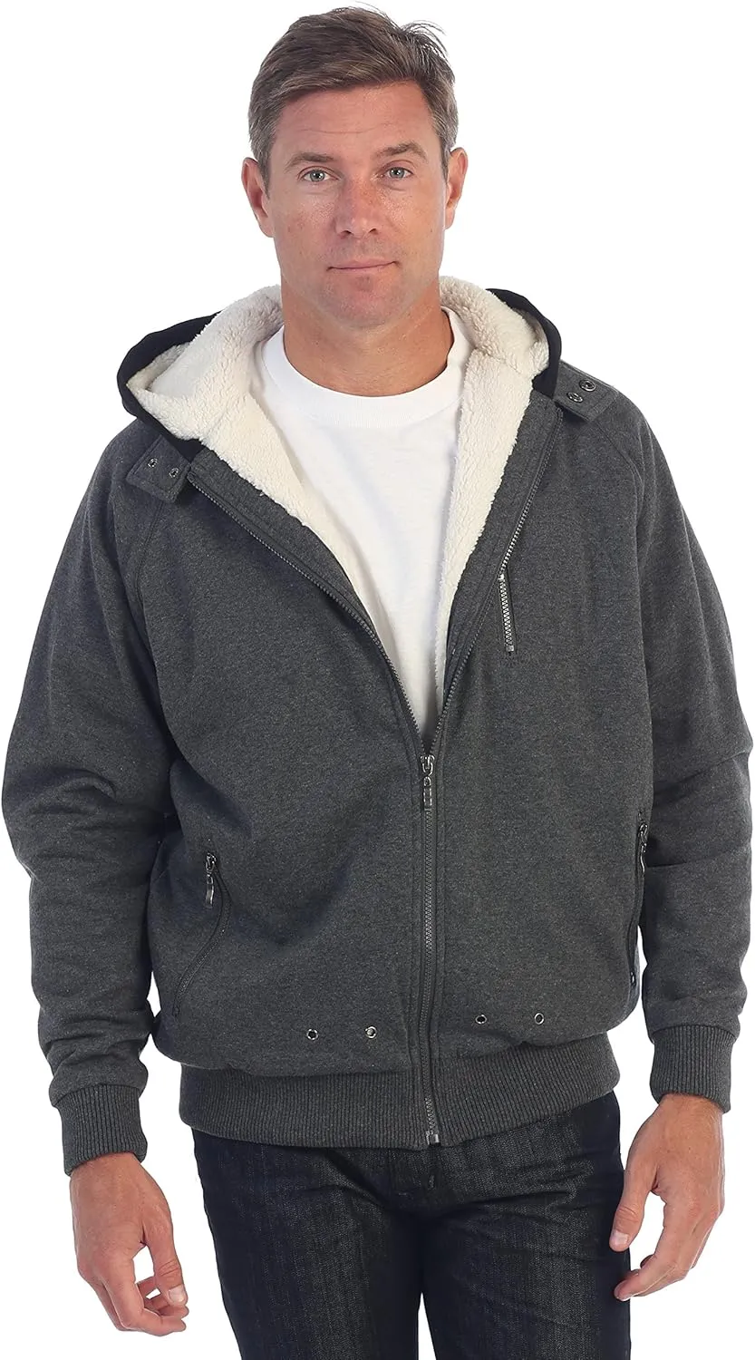 Gioberti Men's Soft Heavyweight Sherpa Lined Fleece Hoodie Jacket