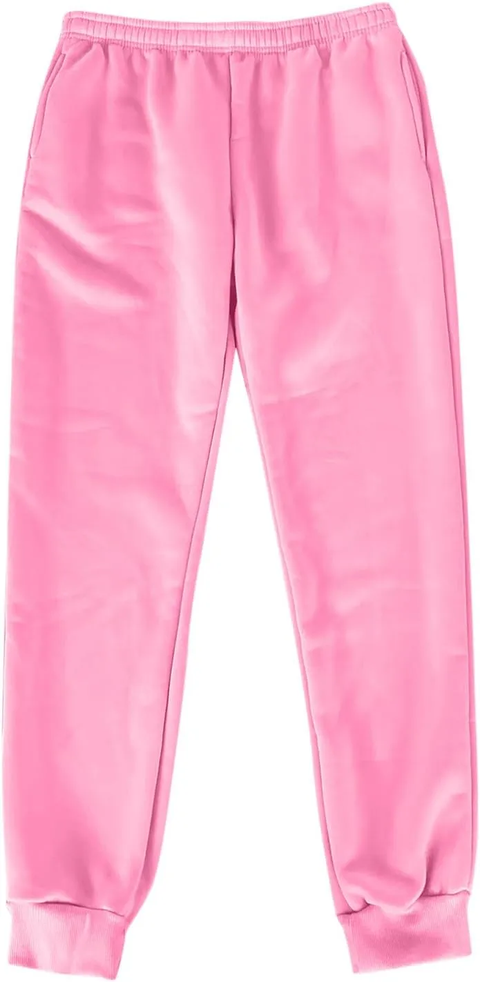 High Waisted Fleece Sweatpants Unisex Running Baggy Loose Fit Gym Pant Straight Leg Active Lightweight Trousers with Pockets