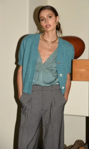 Inez Short Puff Sleeve Cardigan