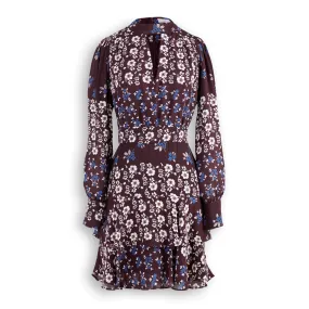 J. Peterman Women's Floral Georgette Dress in Burgundy Floral