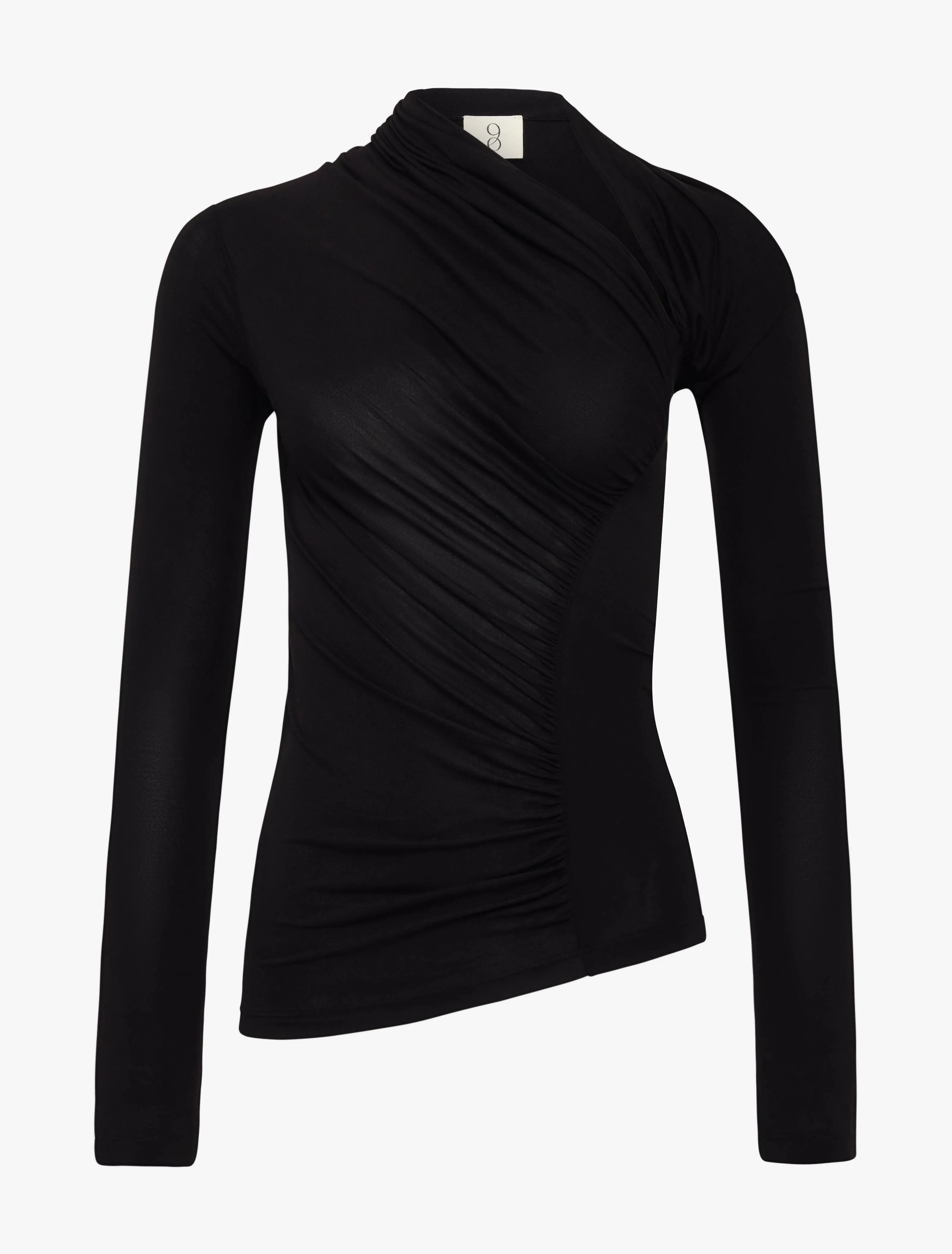 Jeane Cut Out Long Sleeve Top in Black