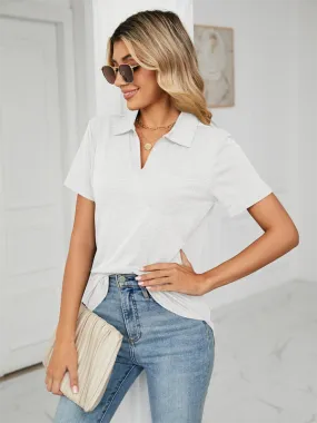 Lapel Pocket Loose Polo T-Shirt