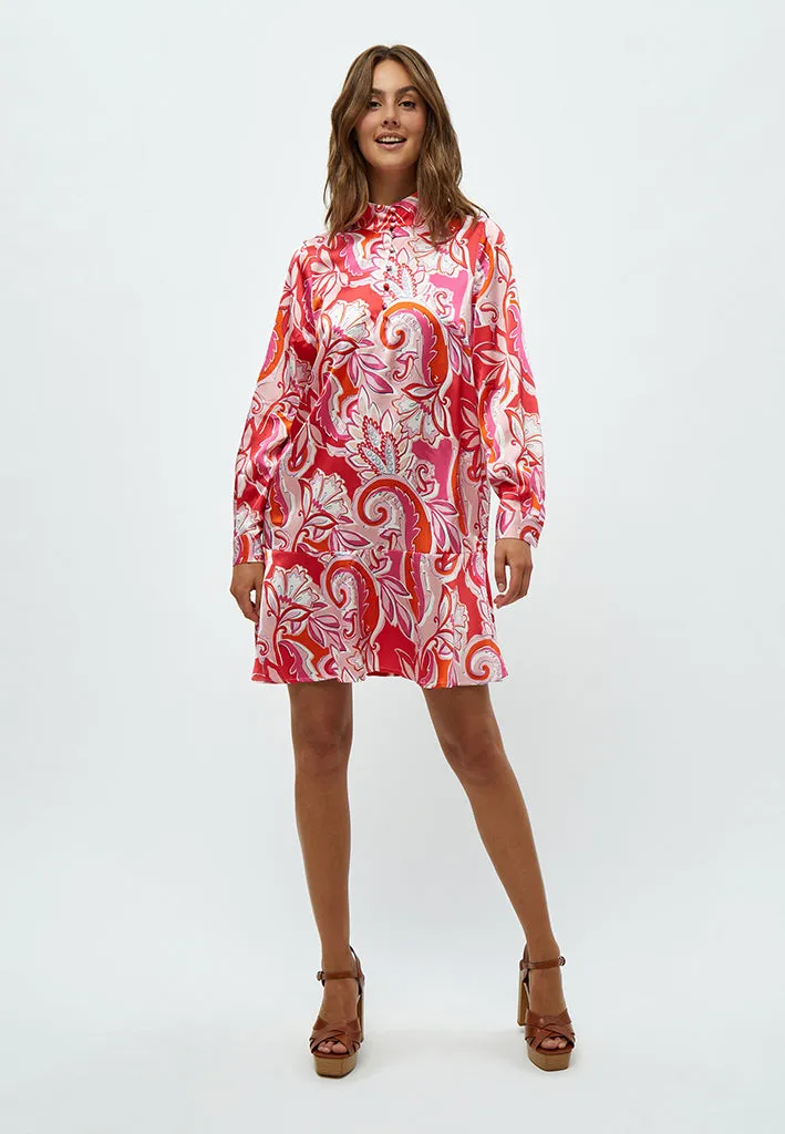 Lindi Long Sleeve Dress - Magenta Pink Print
