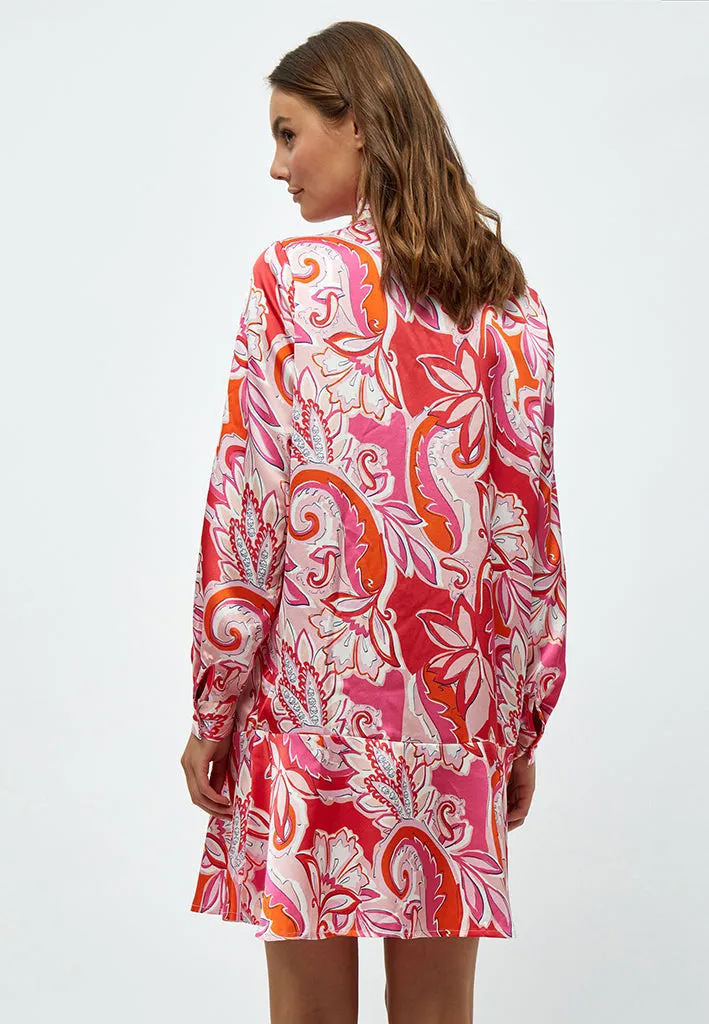 Lindi Long Sleeve Dress - Magenta Pink Print
