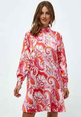 Lindi Long Sleeve Dress - Magenta Pink Print