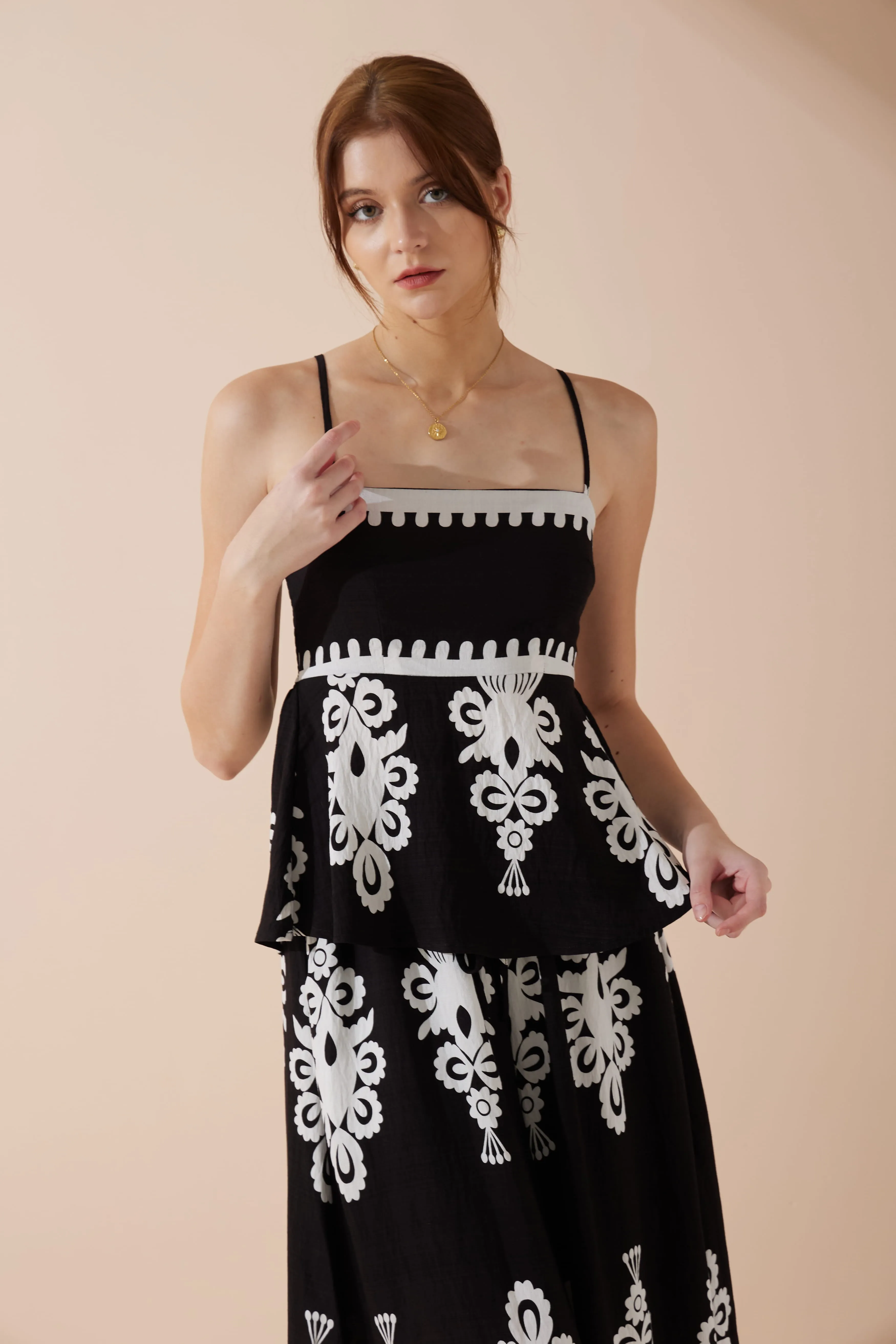 Luna Black Abstract Cami Top