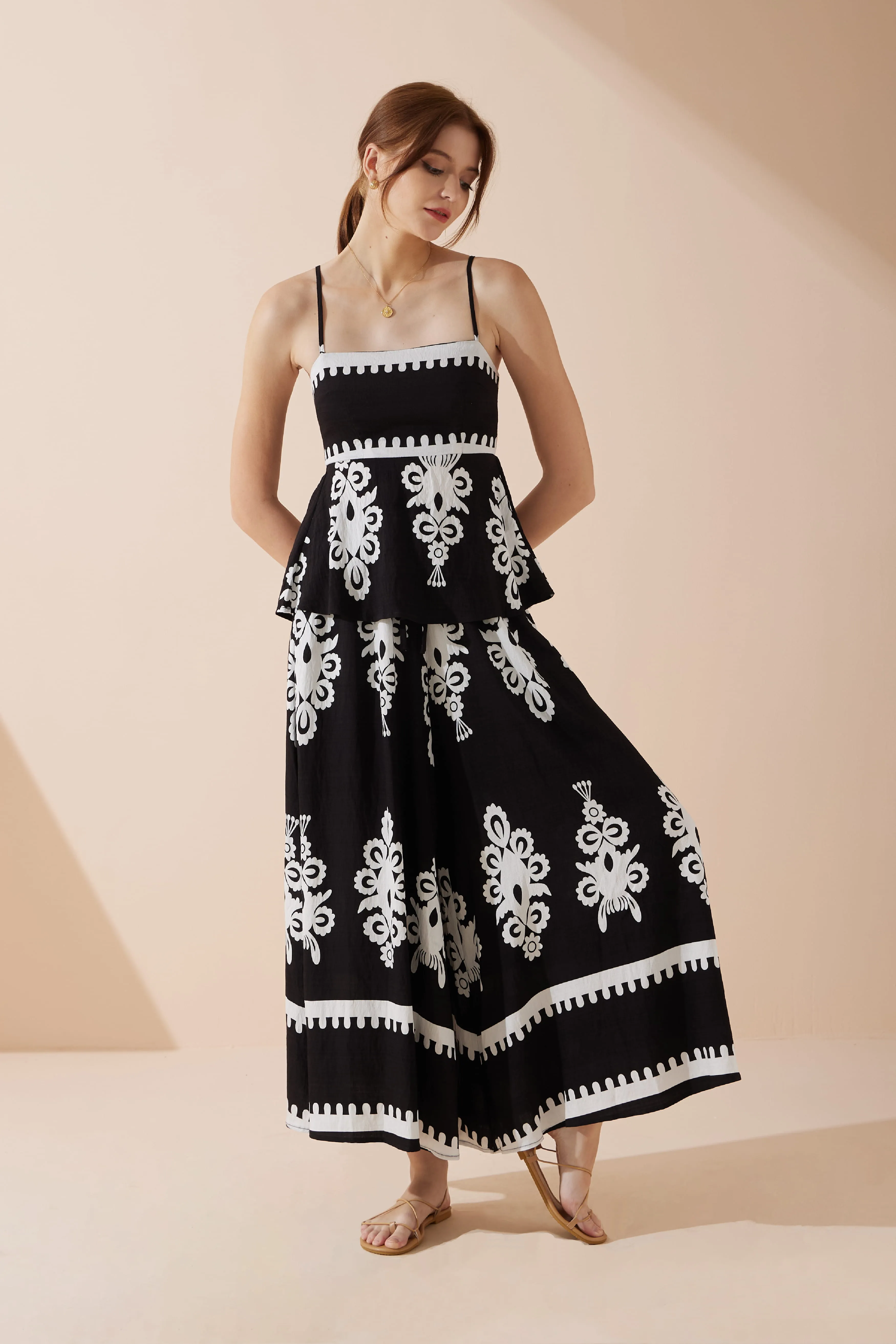 Luna Black Abstract Cami Top