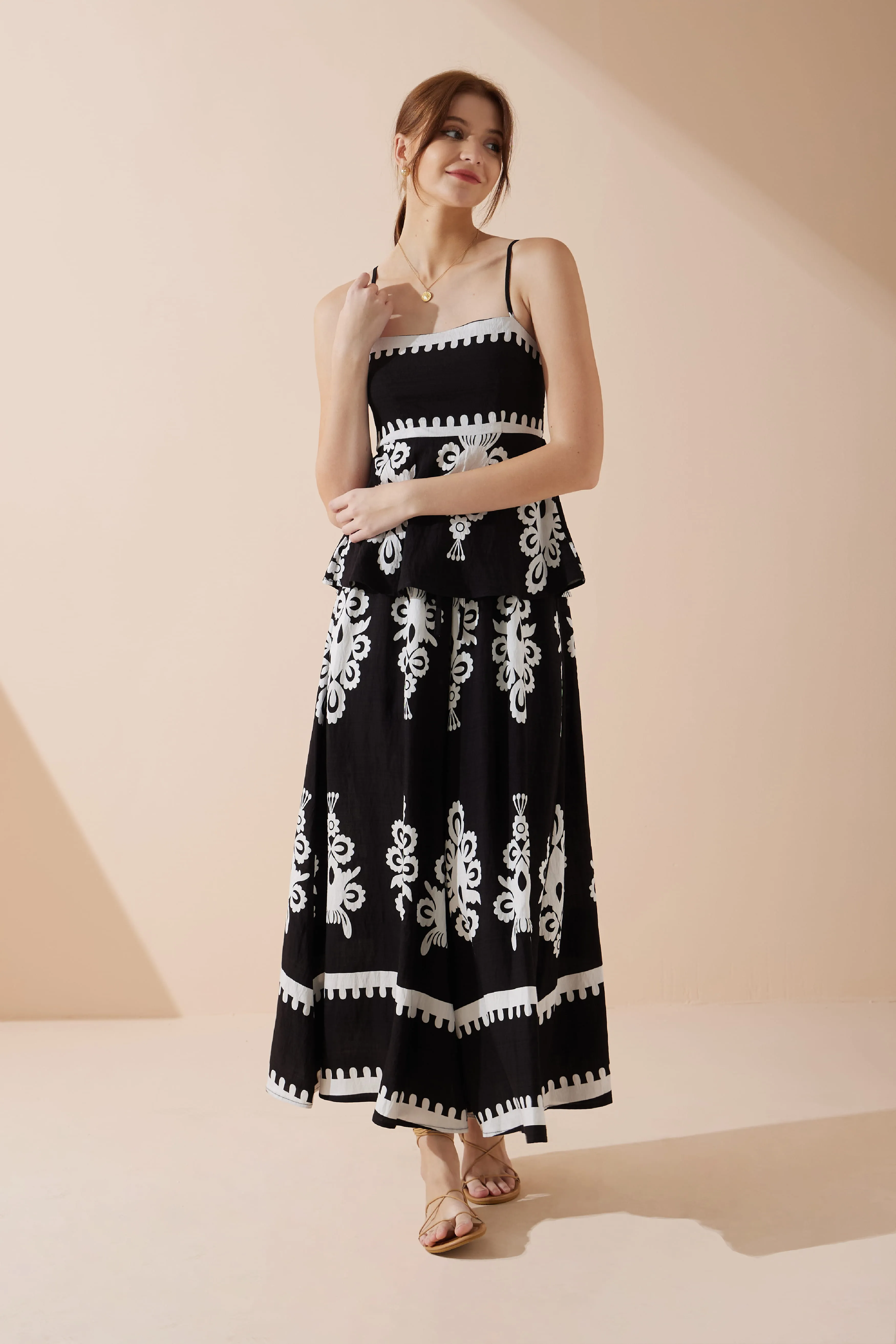 Luna Black Abstract Cami Top