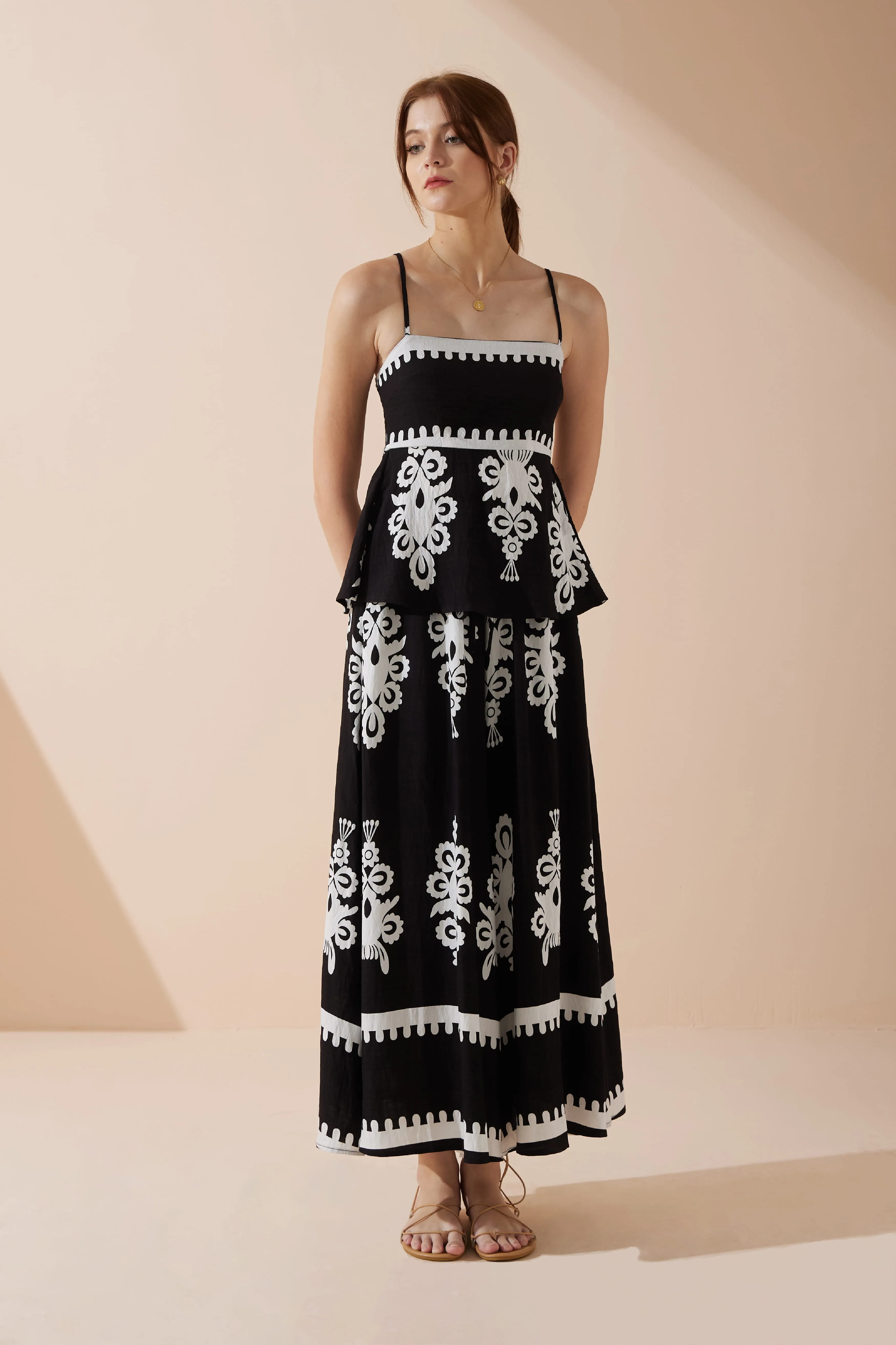 Luna Black Abstract Cami Top