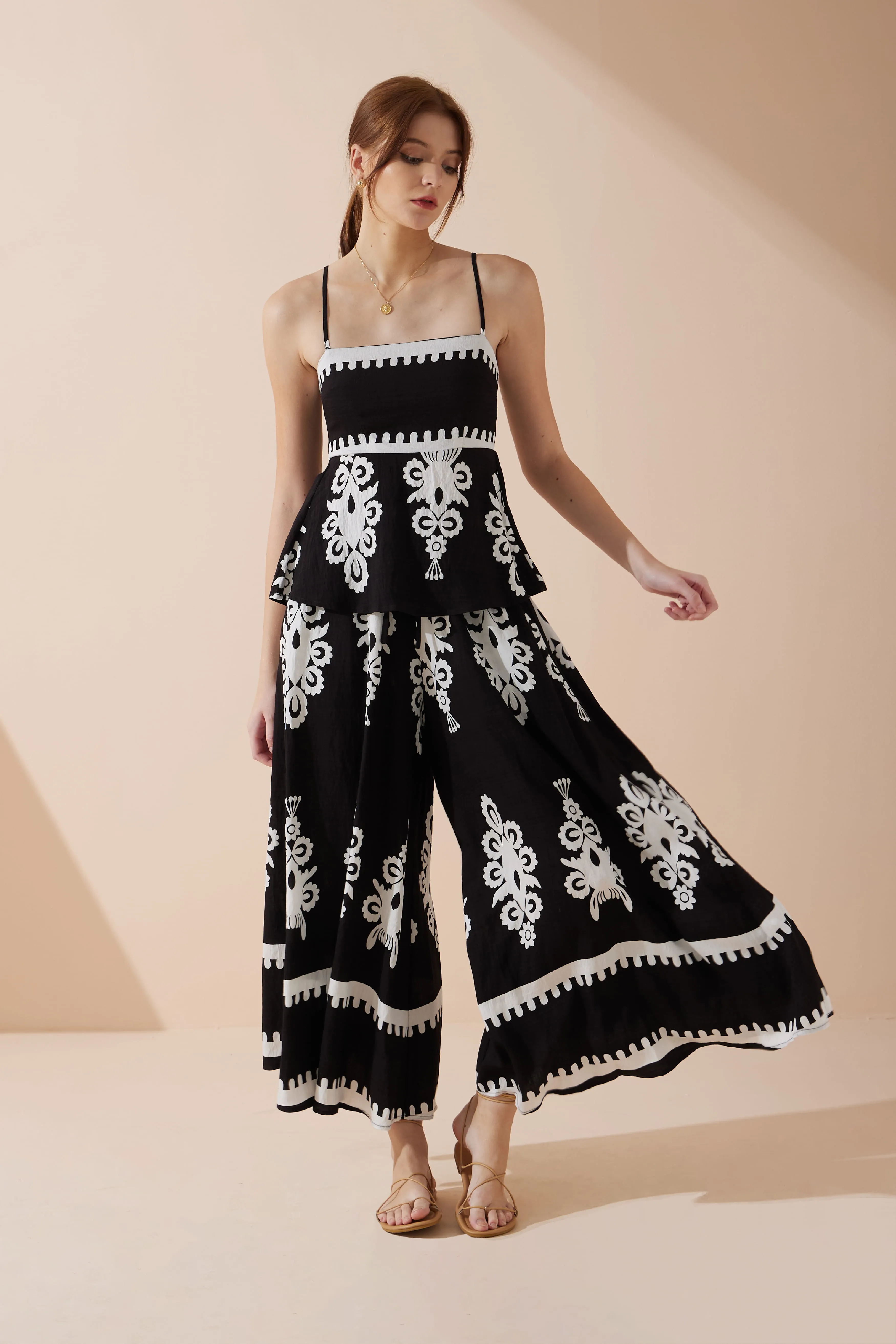 Luna Black Abstract Cami Top