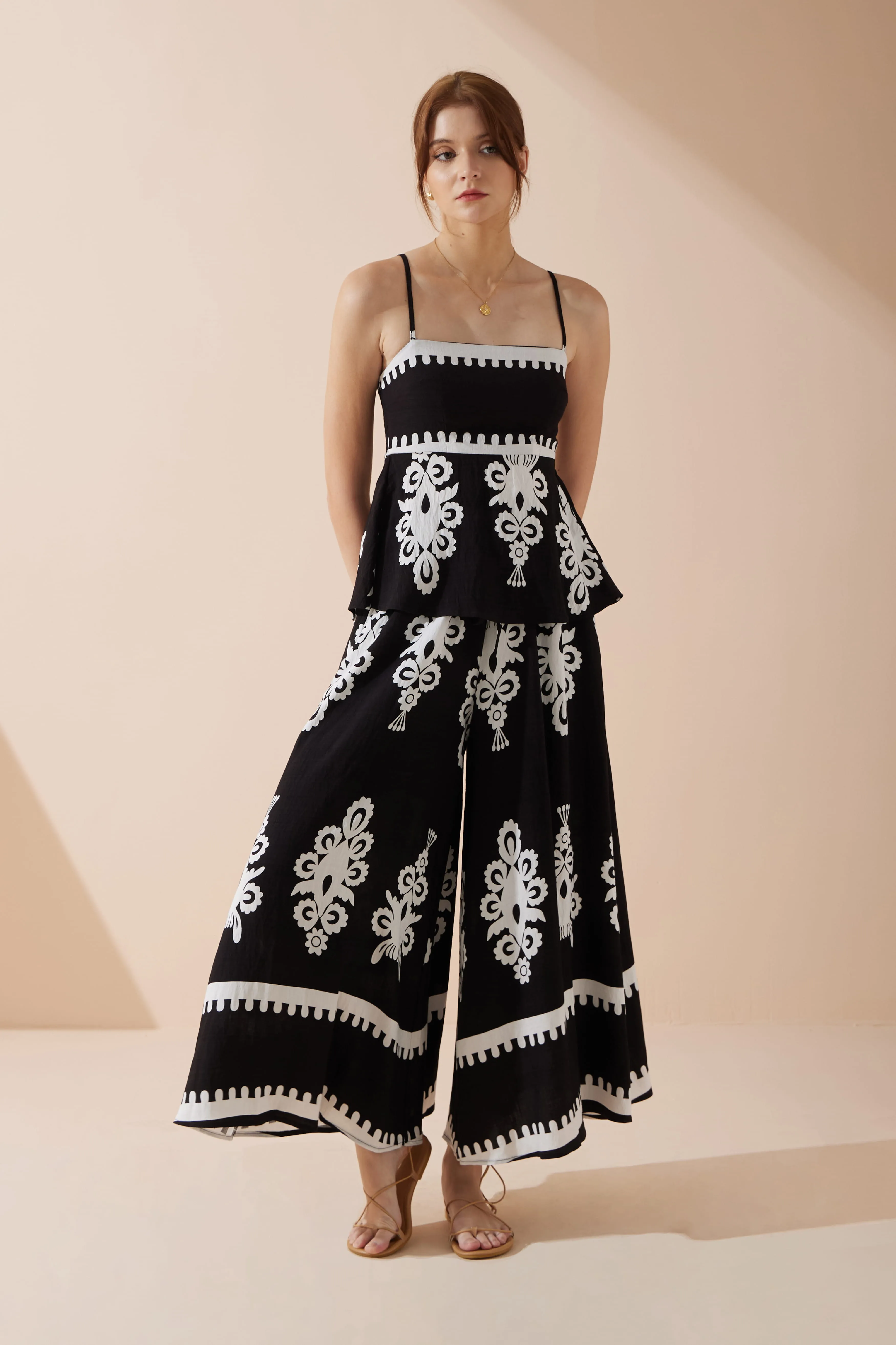Luna Black Abstract Cami Top