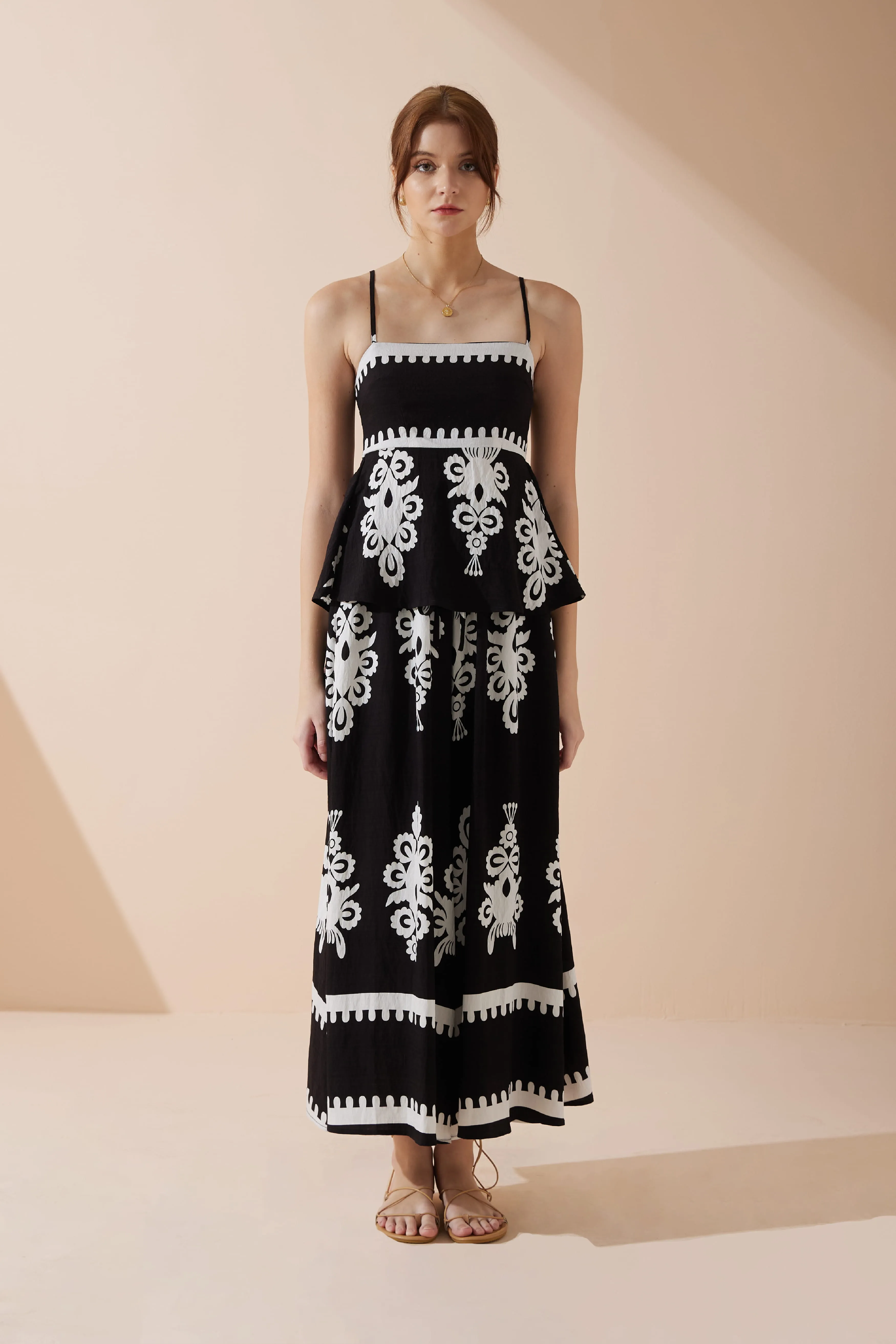 Luna Black Abstract Cami Top