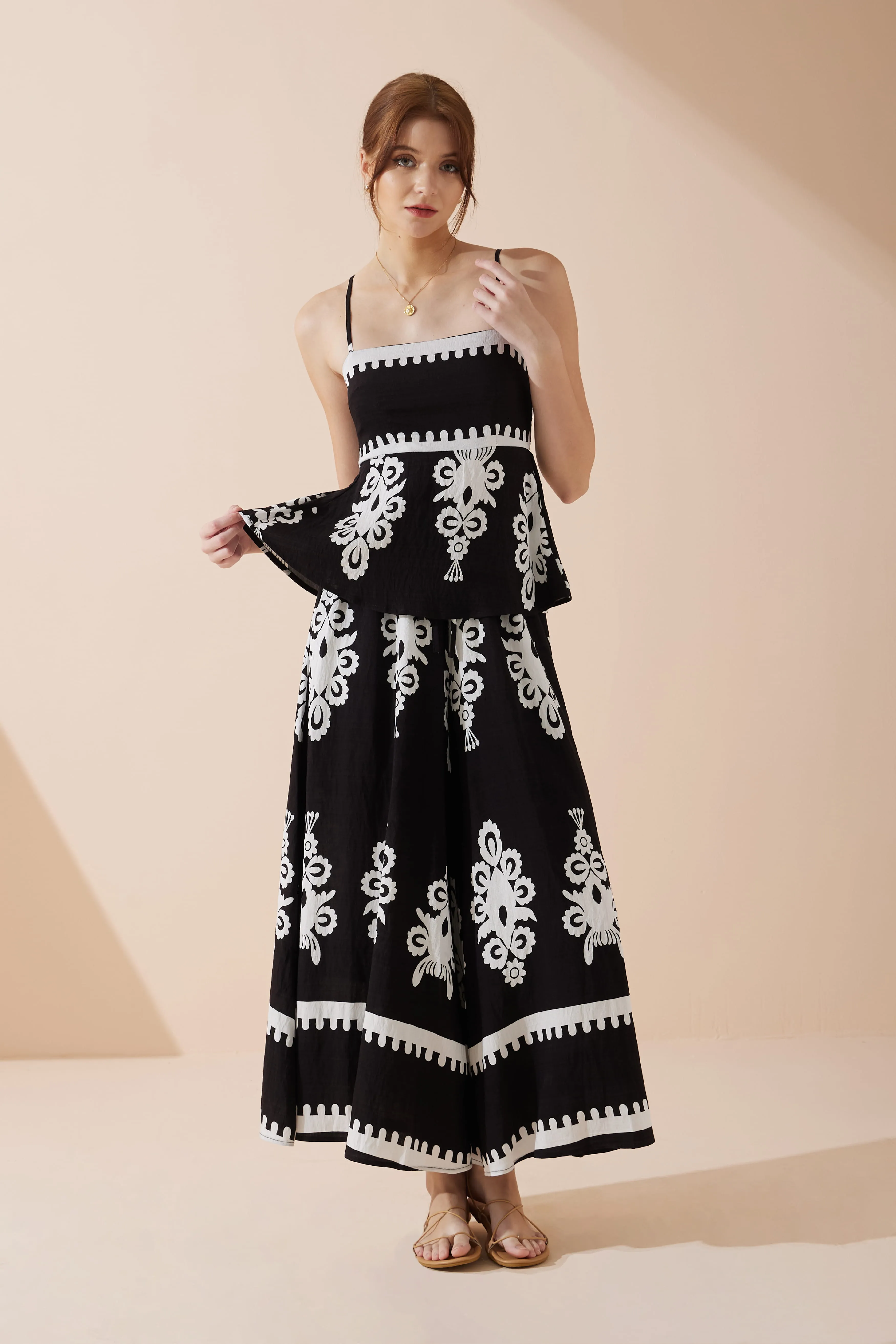 Luna Black Abstract Cami Top