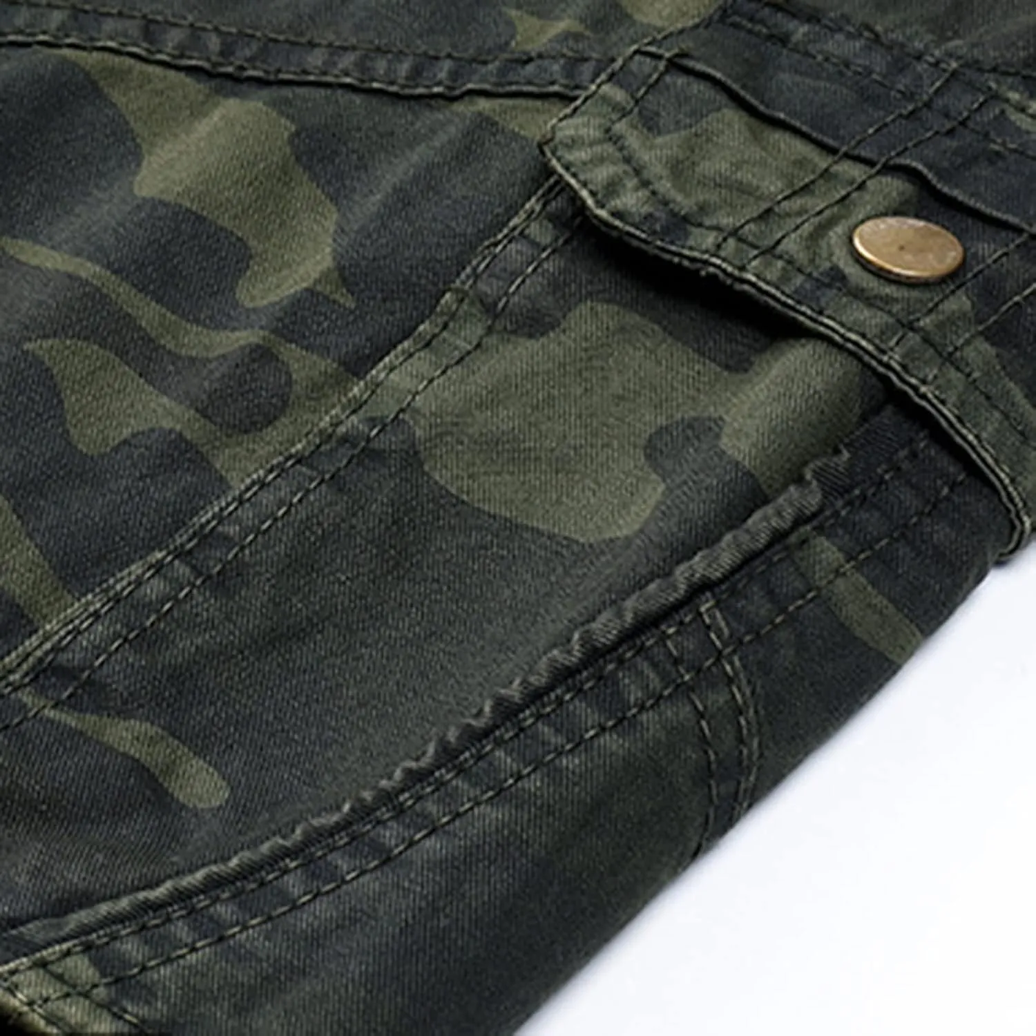 Lu's Chic Men's Cargo Pants Camo Casual 100 Cotton Multi-Pockets Work Military Wild Work Pants