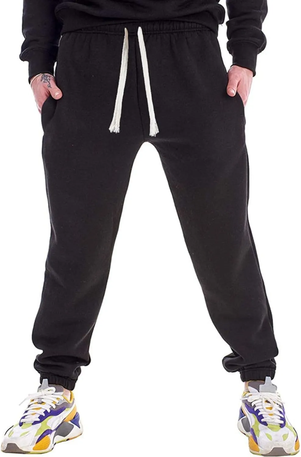 Lu's Chic Men's Sports Pant Snow Sweatpants Lounge Joggers Casual Fleece Lined Pants Slim Fit Soft Jogger Elastic Waist