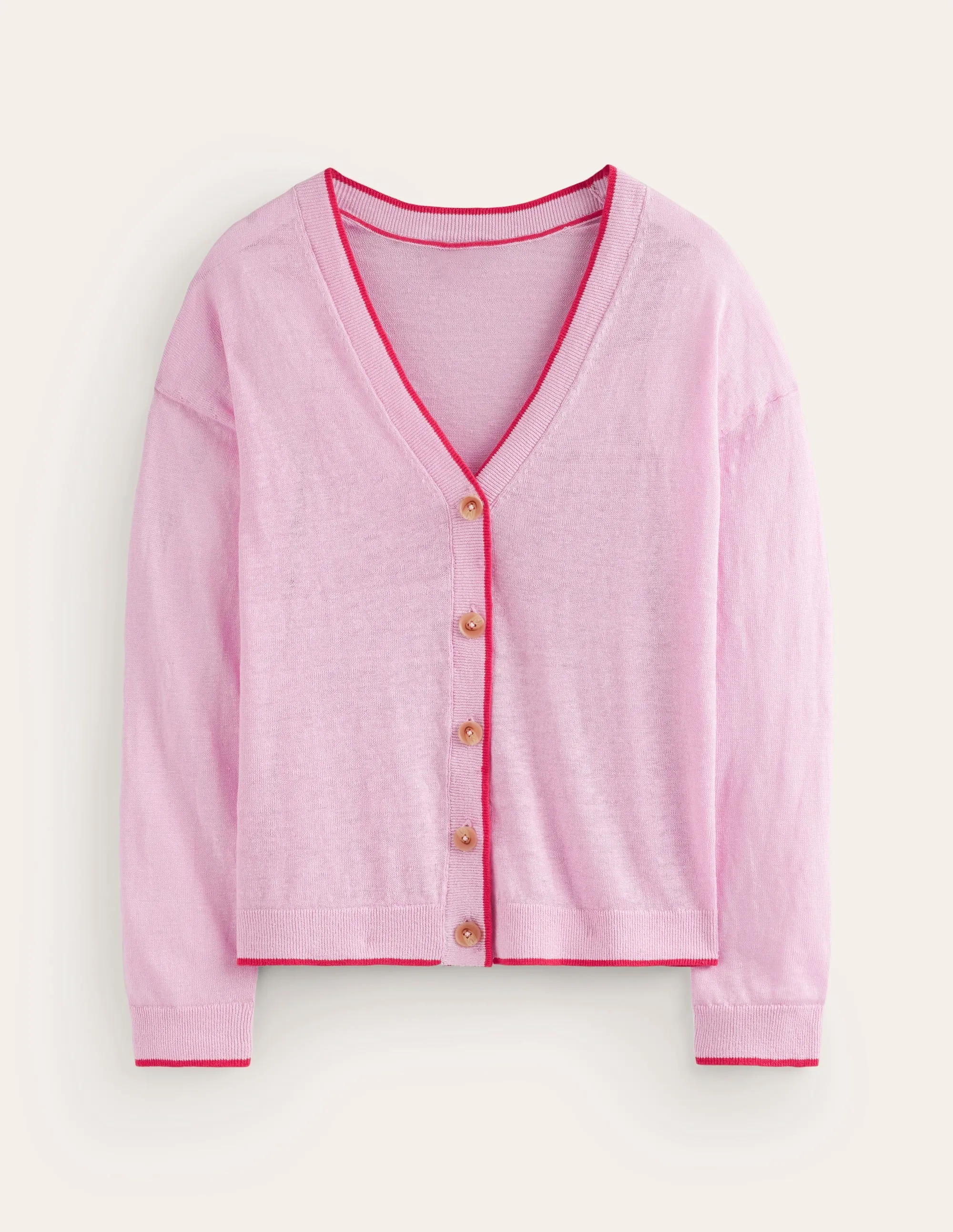Maggie V-Neck Linen Cardigan-Sweet Lilac Pink
