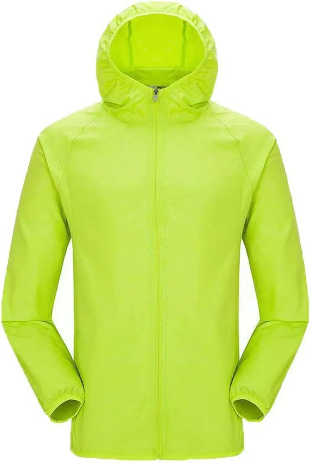 Men and Women's Clothes Raincoat Lightweight Breathable Jacket Hooded Cardigan with Pocket for Outdoor Sports Coats Green