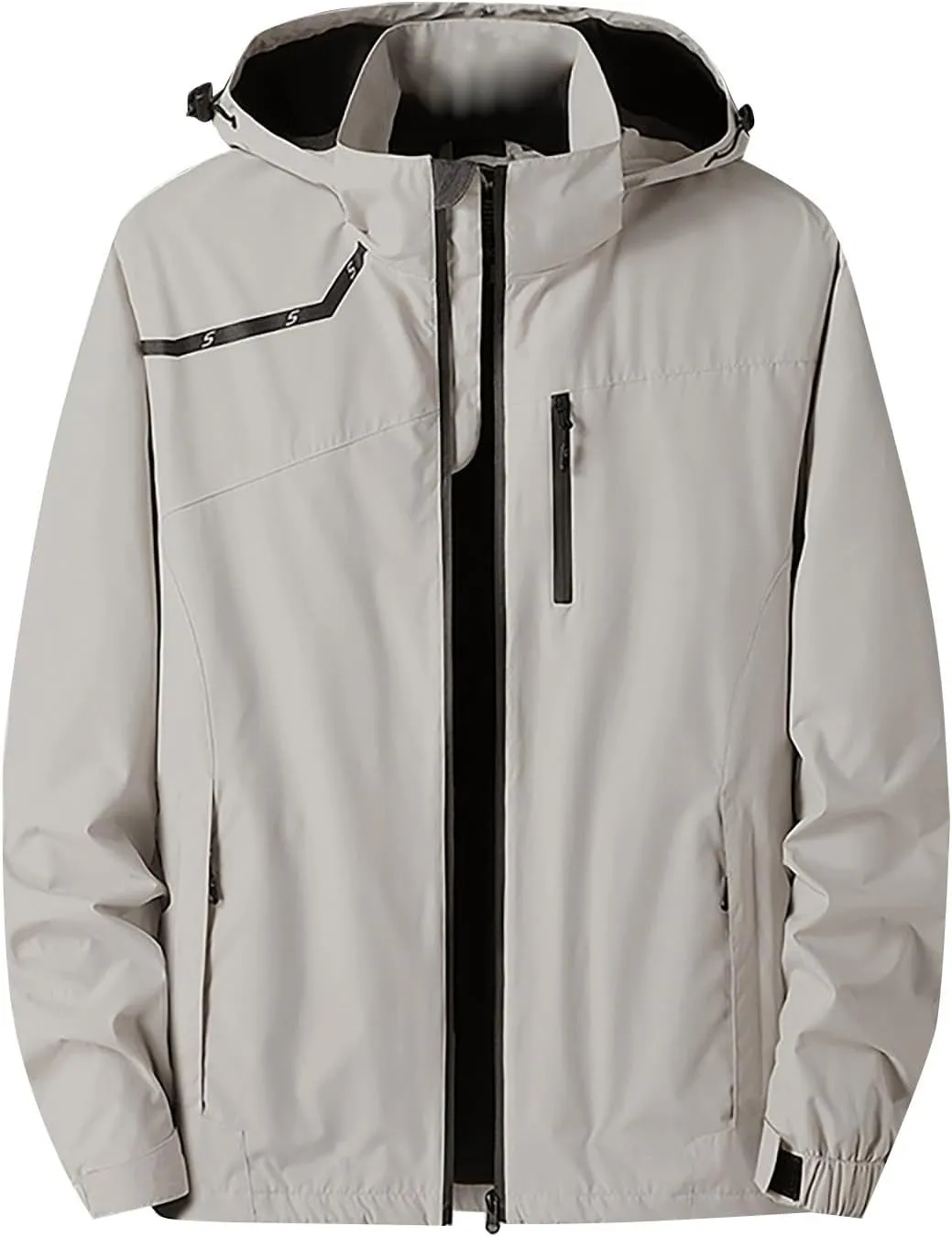 Mens Autumn Rain Jacket Lightweight Waterproof Raincoat with Hood Outdoor Breathable Travel Hiking Cycling Jackets